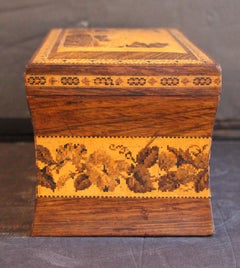 Circa 1850-60 English Tunbridge Ware Tea Caddy Box