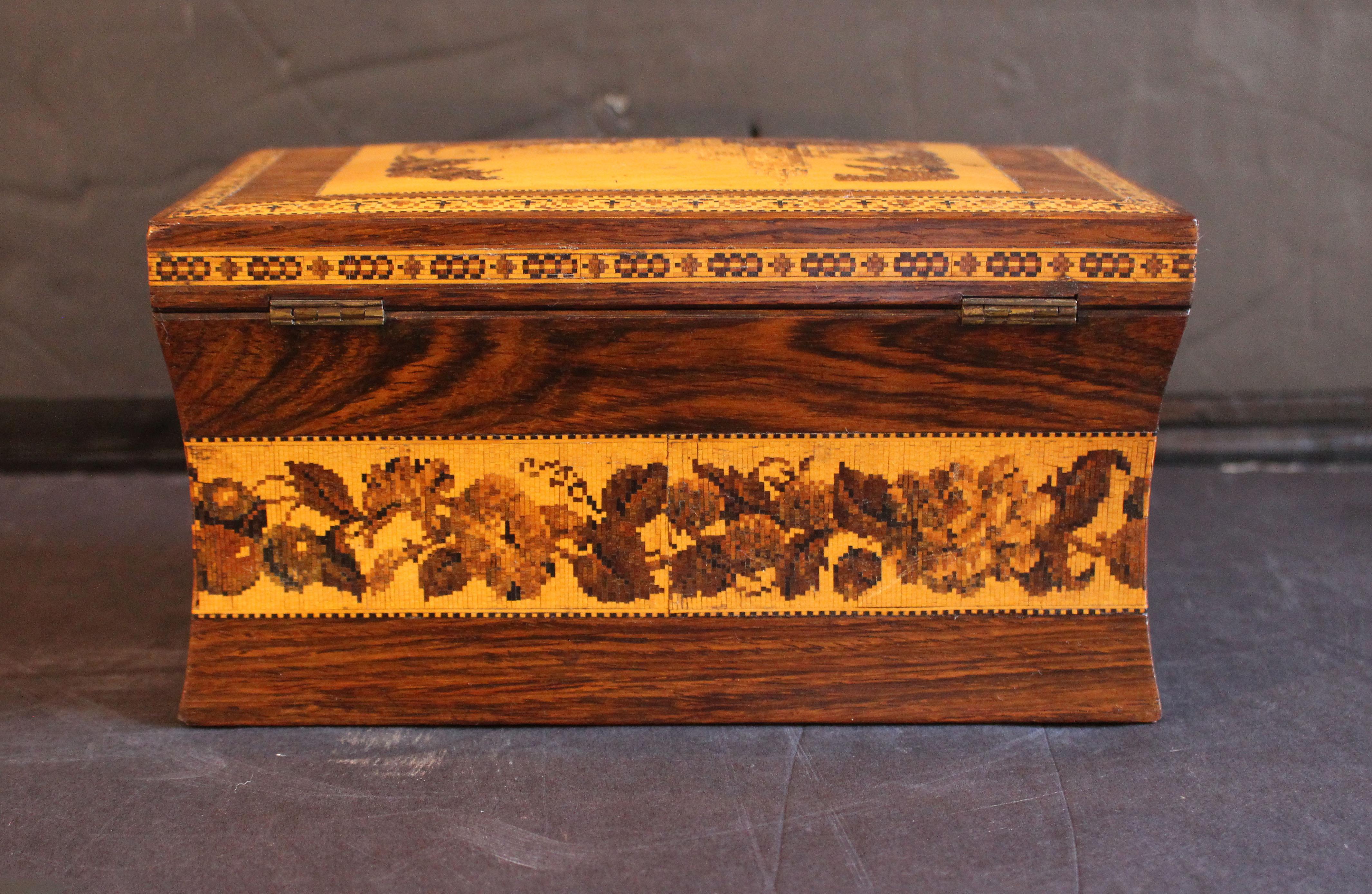 Vittoriano CIRCA 1850-60 Scatola da tè inglese Tunbridge Ware in vendita