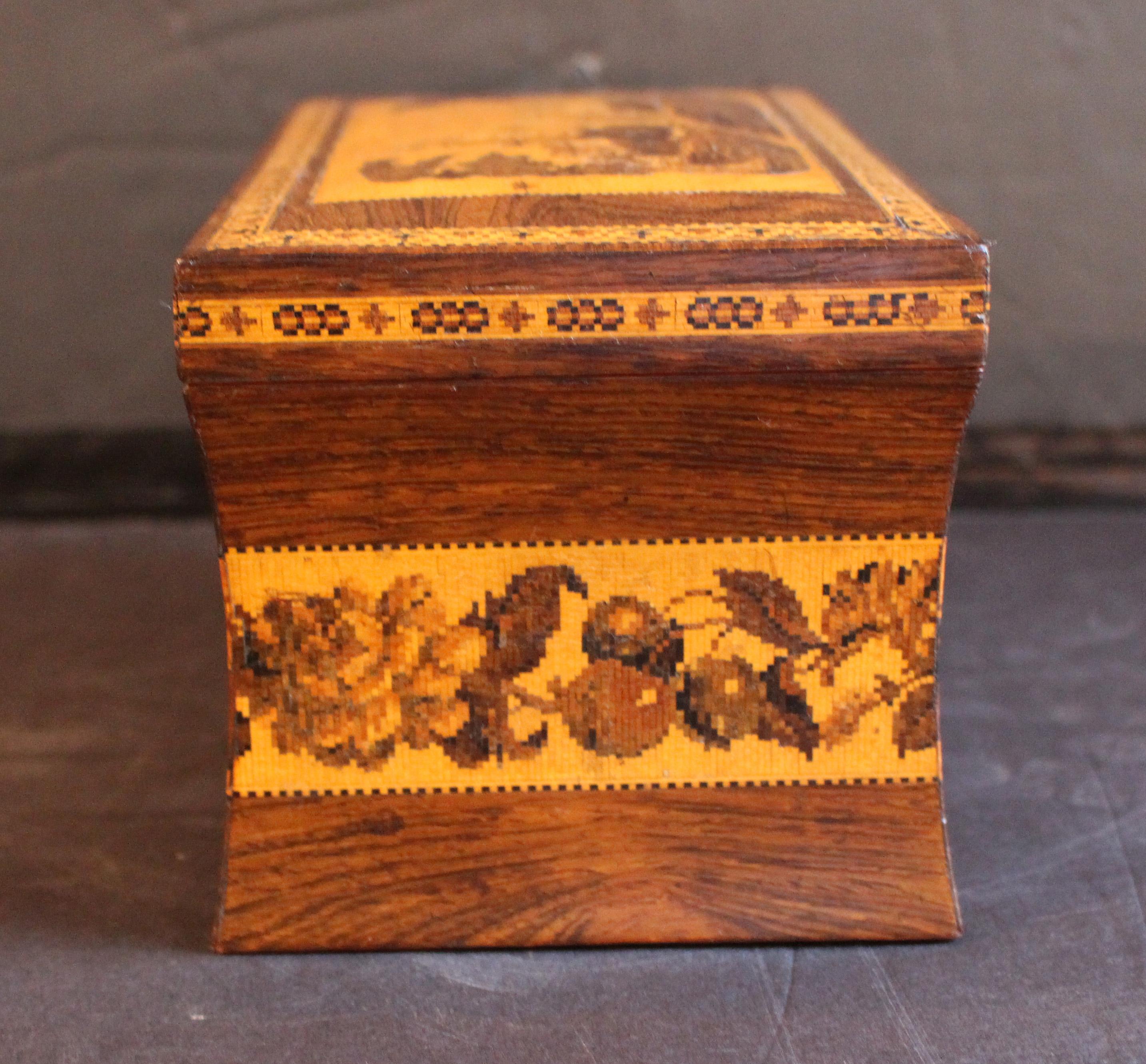 Inglese CIRCA 1850-60 Scatola da tè inglese Tunbridge Ware in vendita