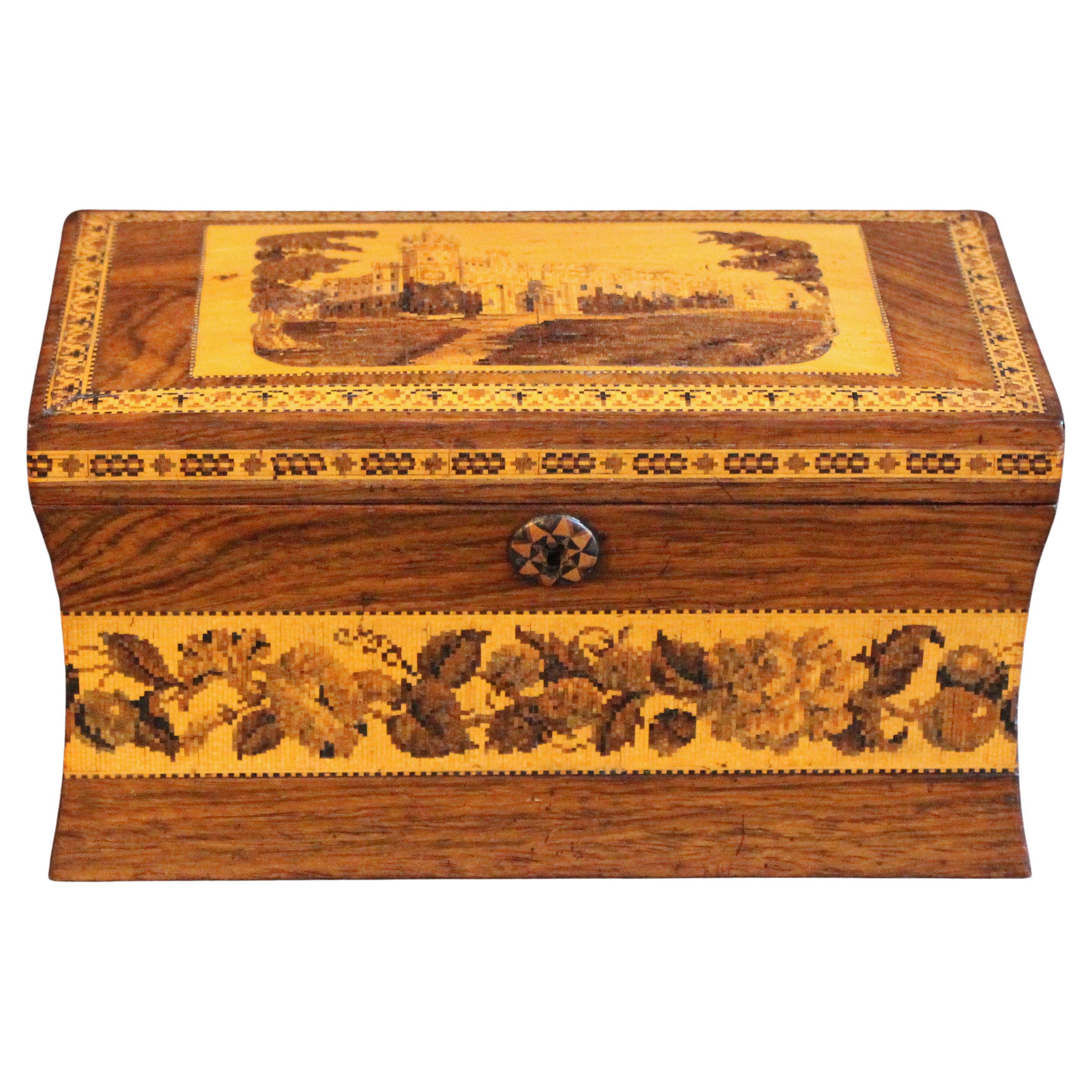 CIRCA 1850-60 Scatola da tè inglese Tunbridge Ware