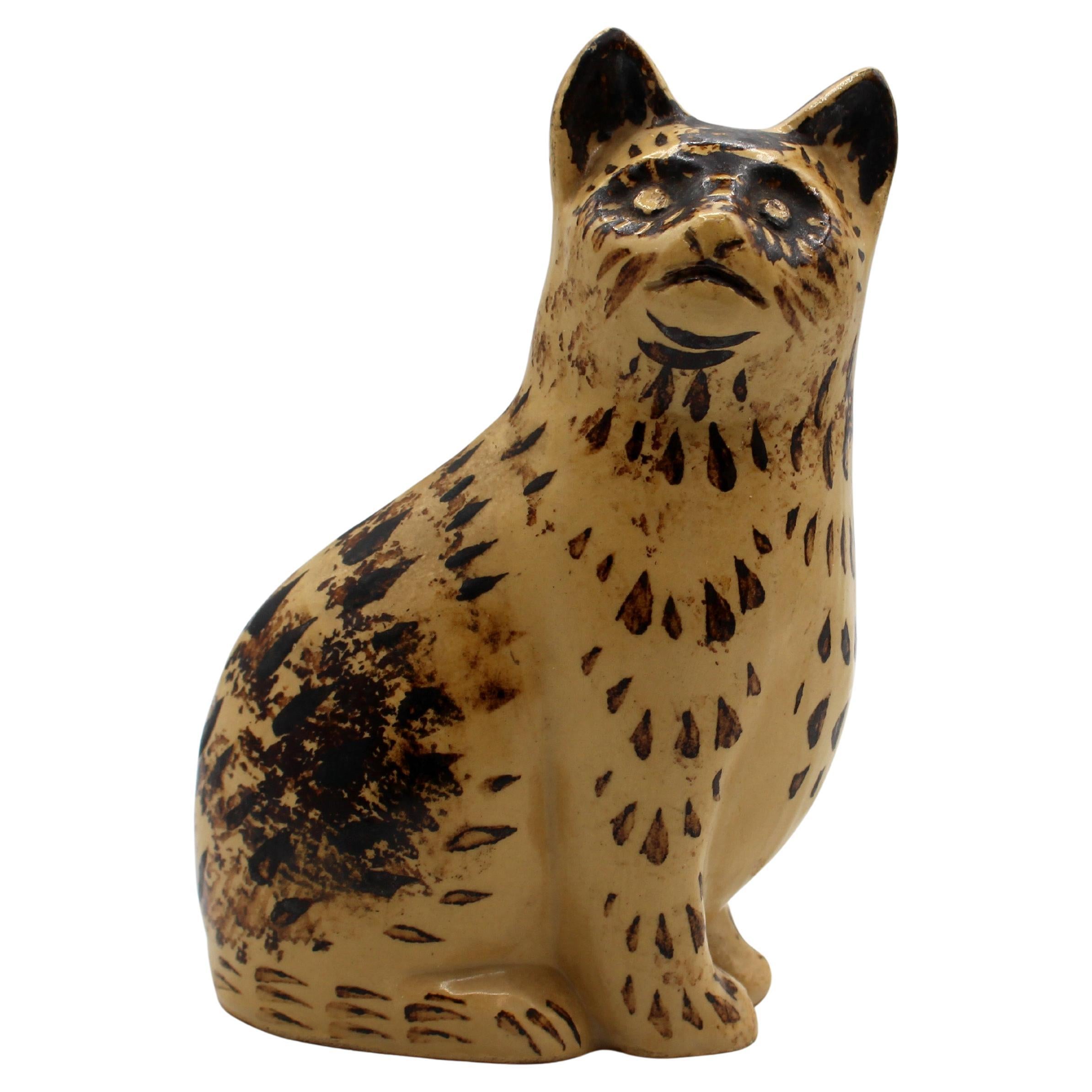 Gatto in ceramica Staffordshire, 1850-80 circa, inglese in vendita