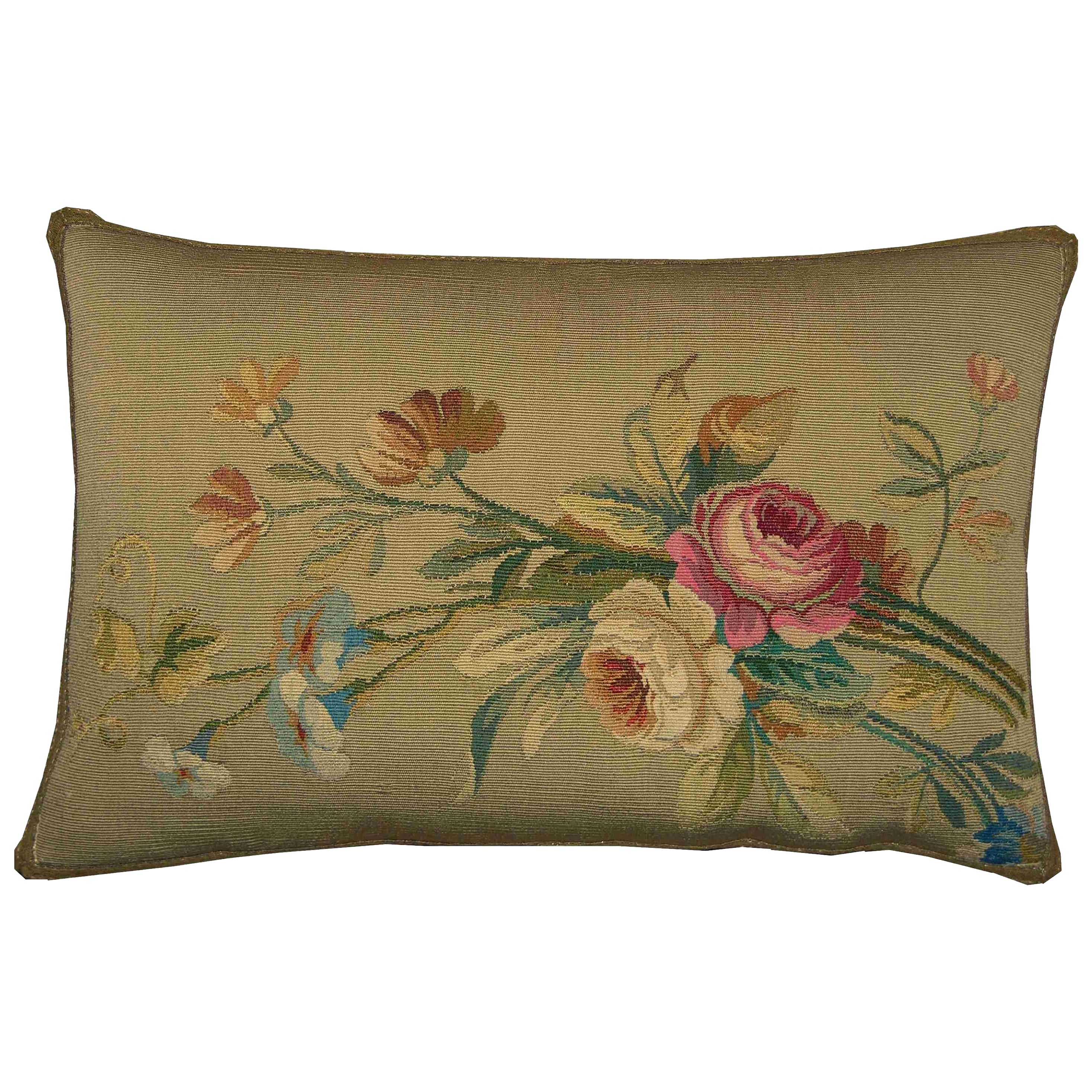 Cuscino Aubusson francese antico del 1850 circa
