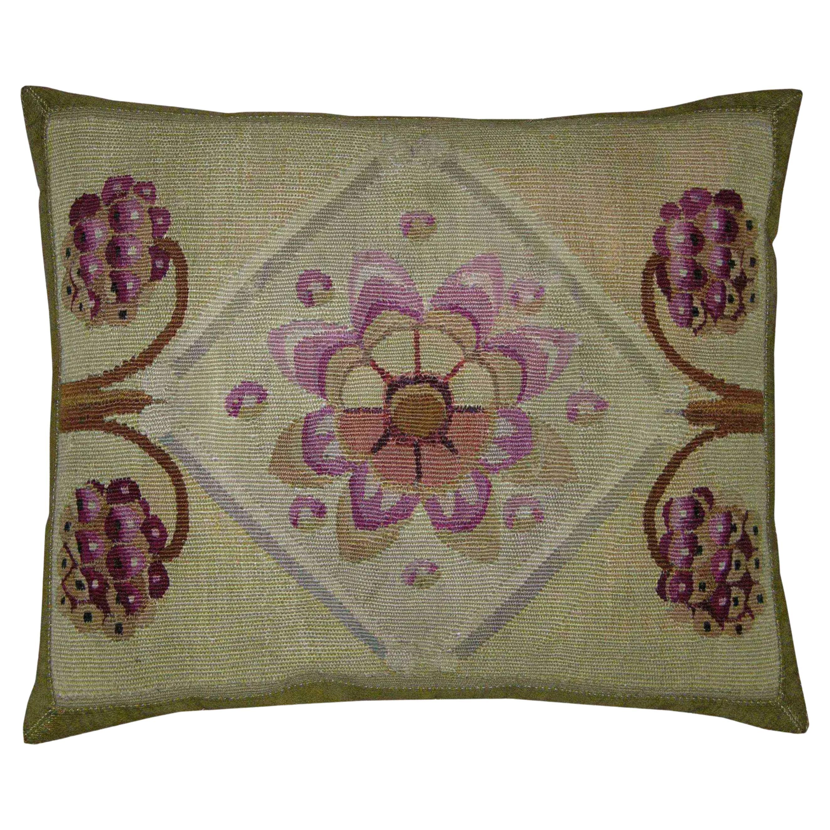 Circa 1850 Antique French Aubusson Pillow For Sale