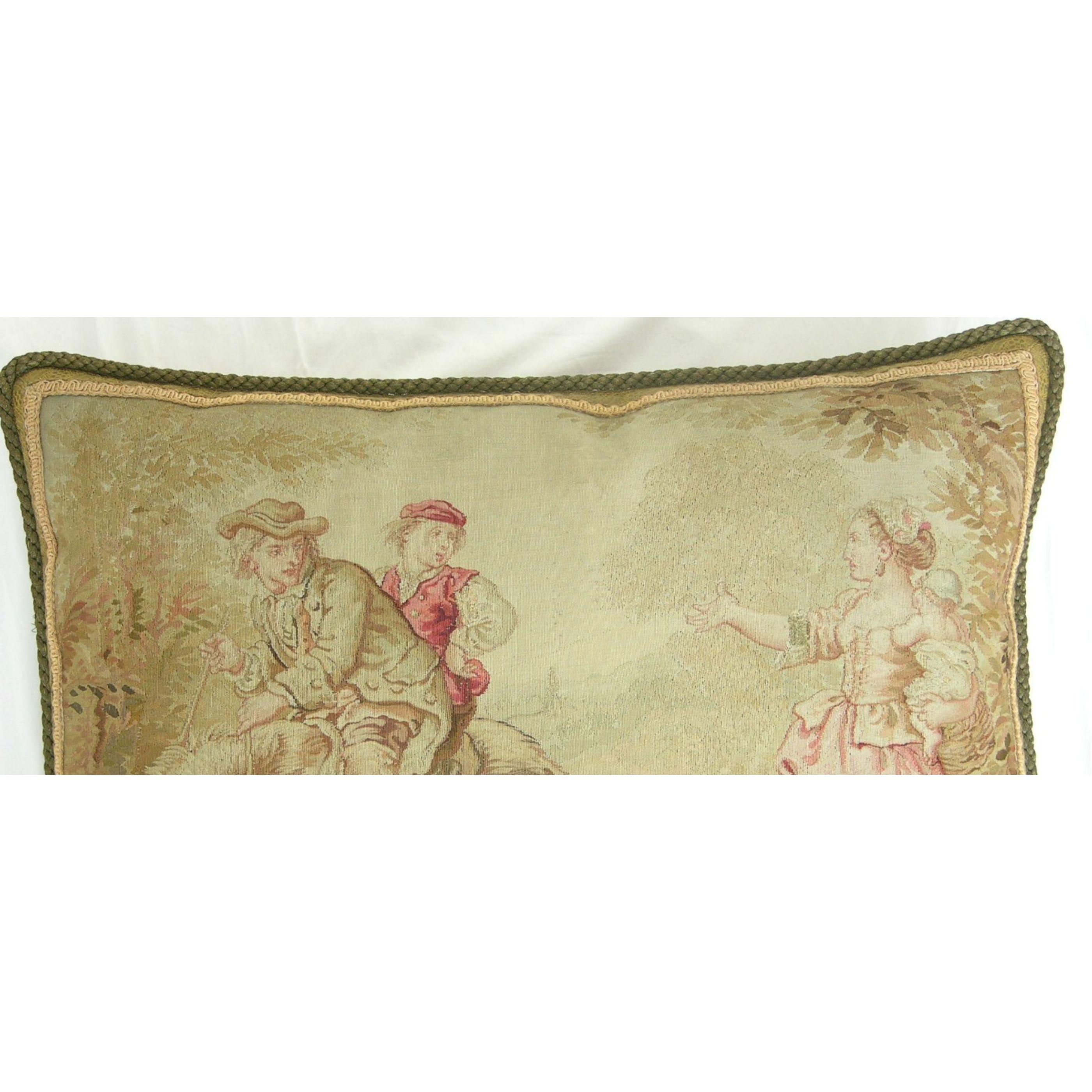 Ca. 1850 Antique French Aubusson Tapestry Pillow
