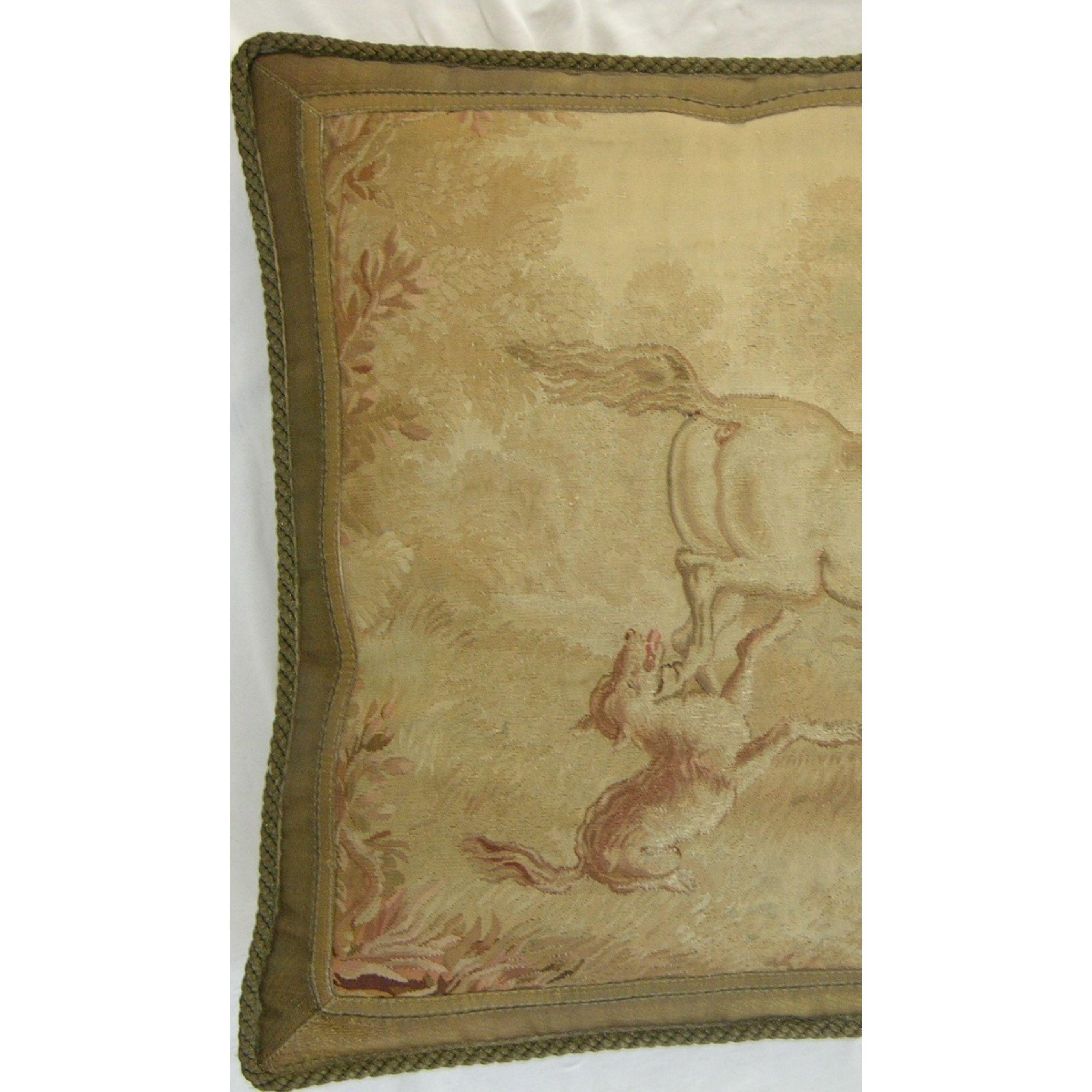 Empire Circa 1850 Antique French Aubusson Tapestry Pillow For Sale