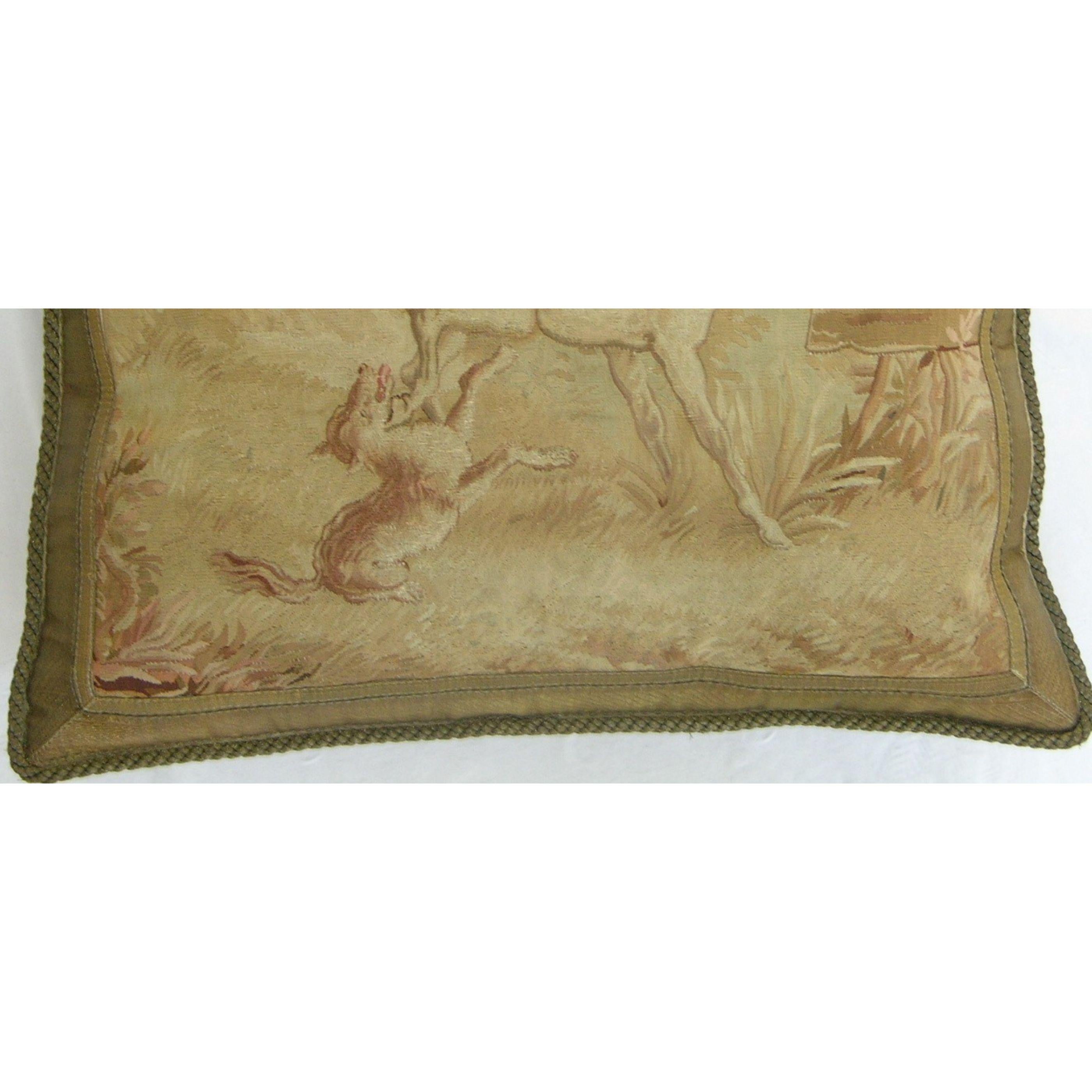 Circa 1850 Antique French Aubusson Tapestry Pillow In Good Condition For Sale In Los Angeles, US