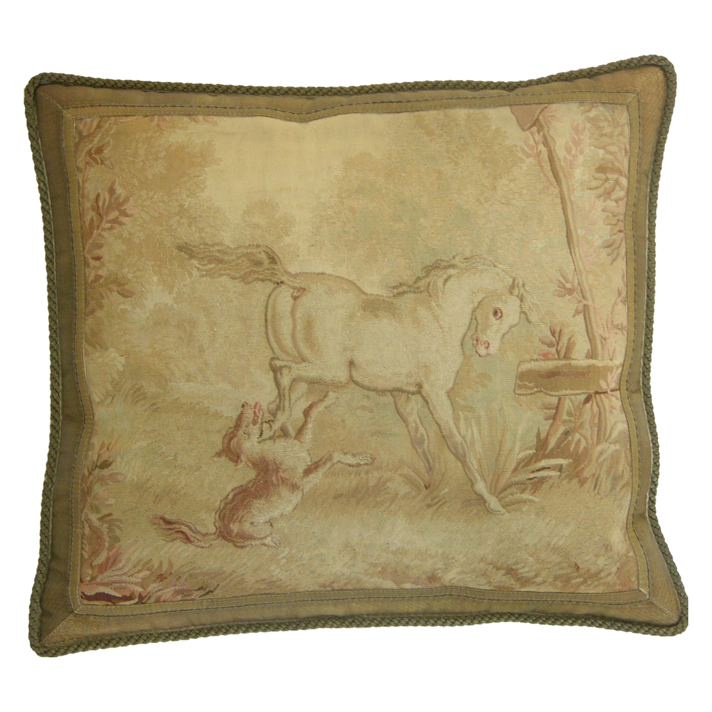 Circa 1850 Antique French Almohada Tapiz Aubusson
