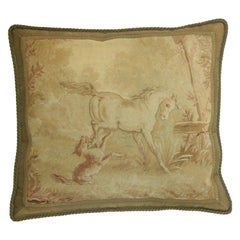 Cuscino con arazzo Aubusson francese del 1850 circa