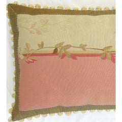 Mid 19th Century French Aubusson Decorative Pillow with Botanical Swag Motif