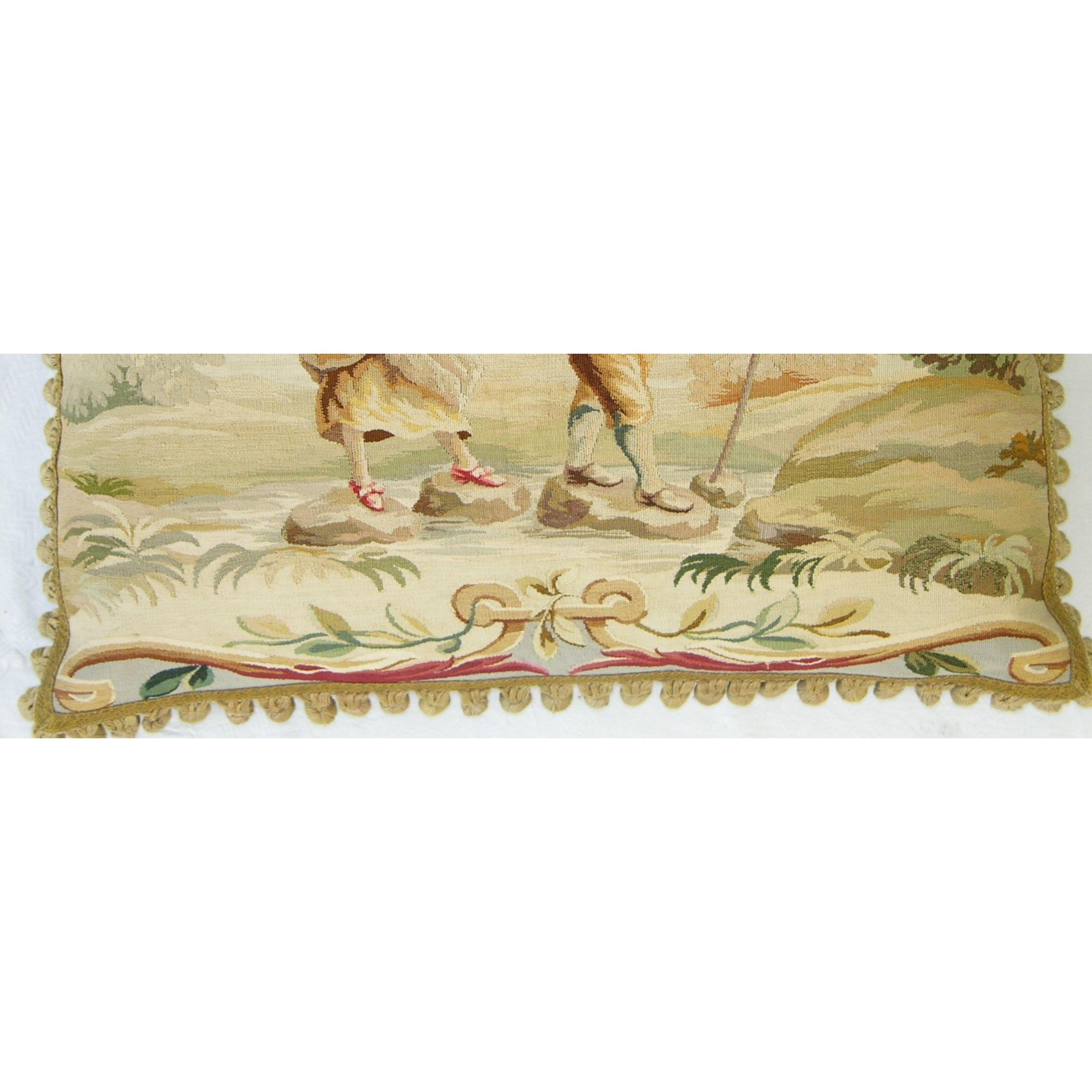Circa 1850 Antique French Tapestry Pillow In Good Condition For Sale In Los Angeles, US