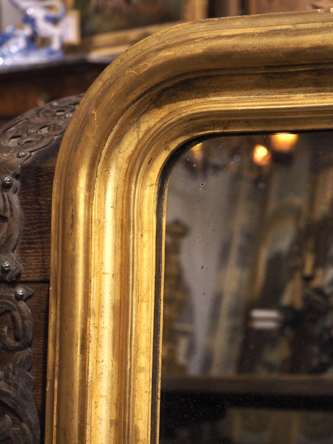 Circa 1850 Antique Giltwood Louis Philippe Mirror from France For Sale 4