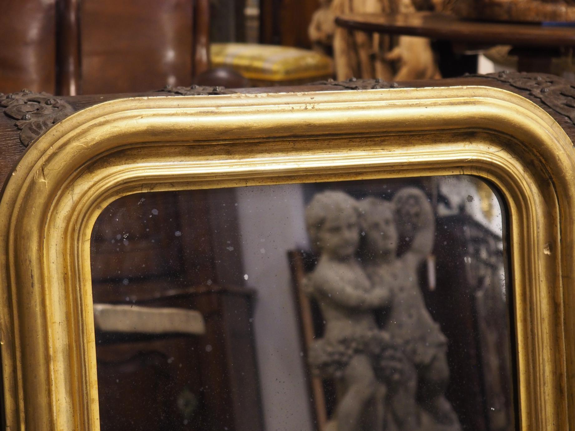Circa 1850 Antique Giltwood Louis Philippe Mirror from France For Sale 7