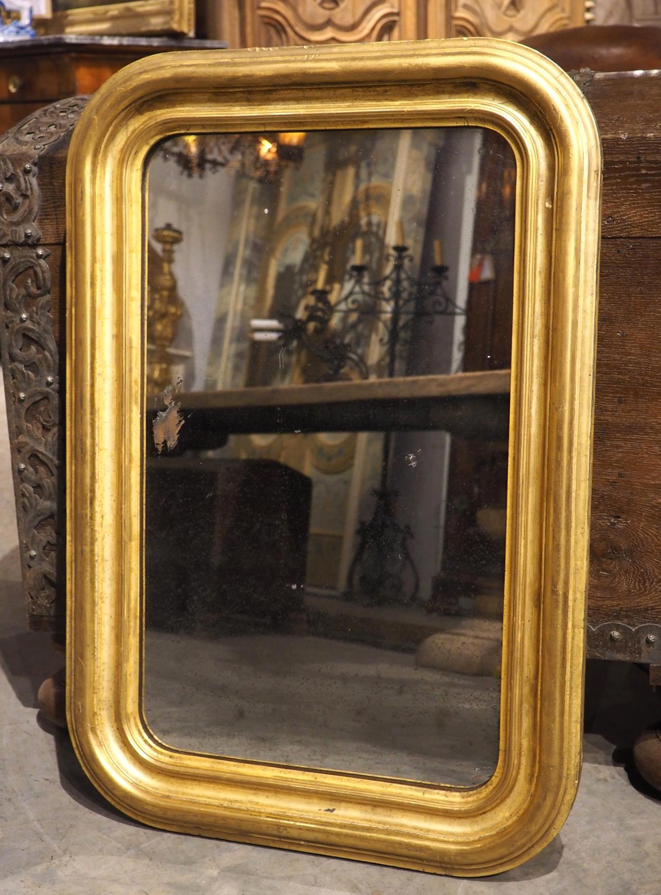 Circa 1850 Antique Giltwood Louis Philippe Mirror from France For Sale 13