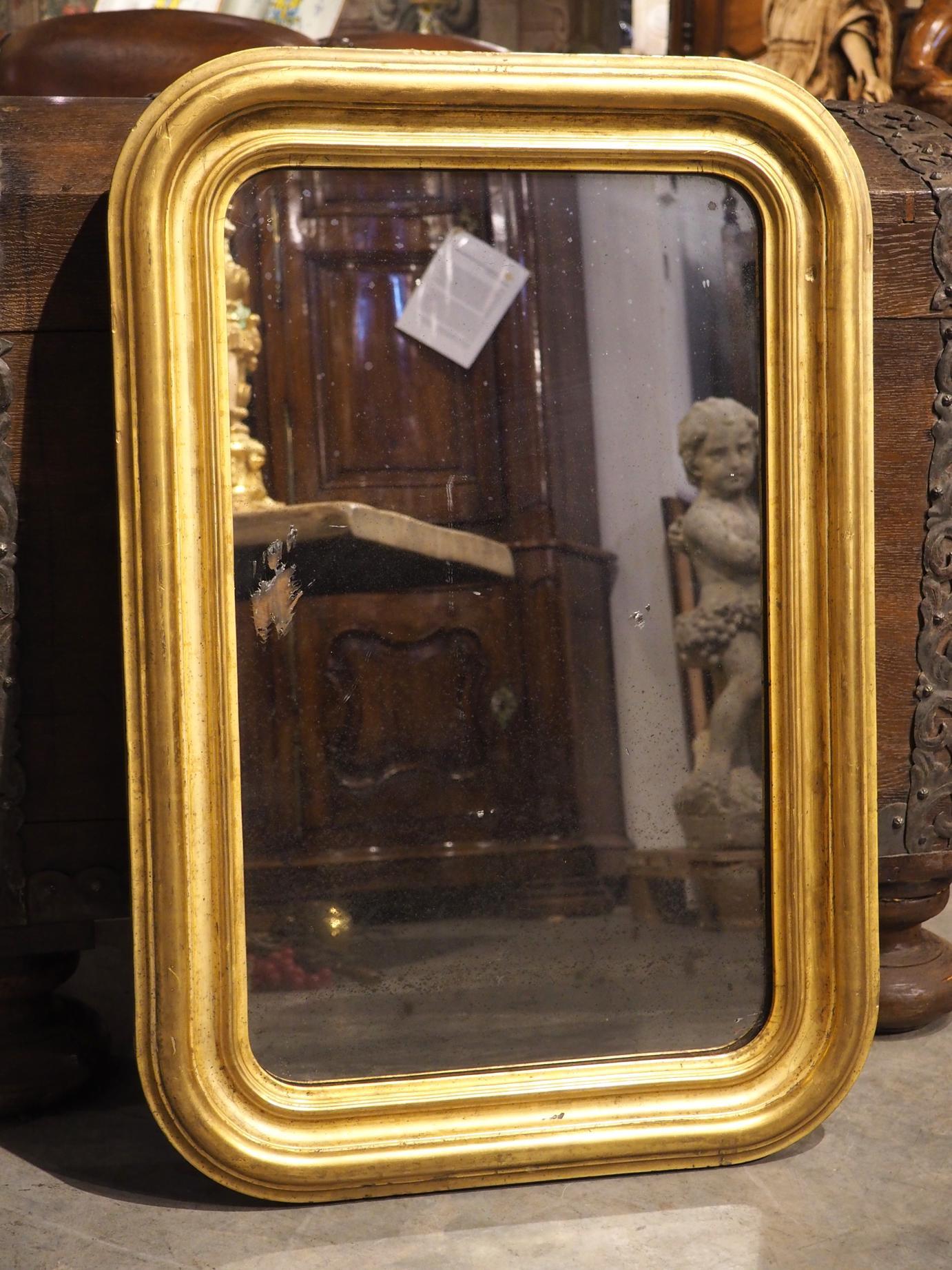 Circa 1850 Antique Giltwood Louis Philippe Mirror from France For Sale 14
