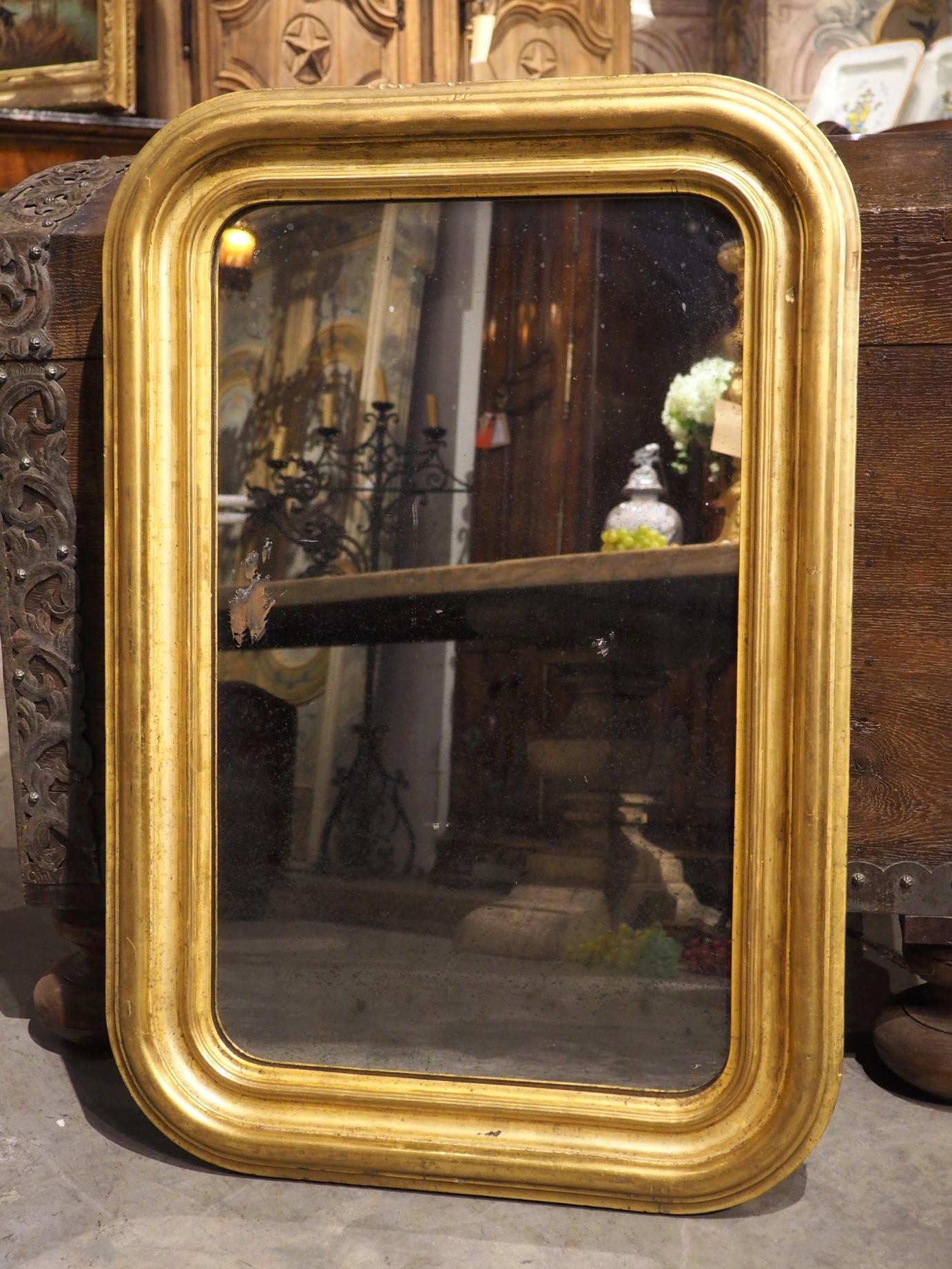 French Circa 1850 Antique Giltwood Louis Philippe Mirror from France For Sale