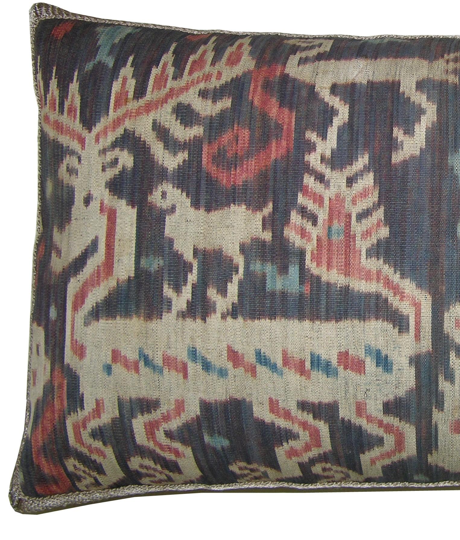 Ca. 1850 Antique Ikat Tapestry Pillow