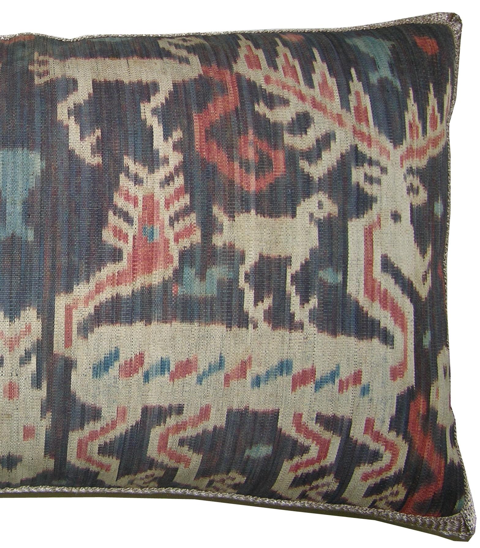 Empire Circa 1850 Antique Ikat Tapestry Pillow For Sale
