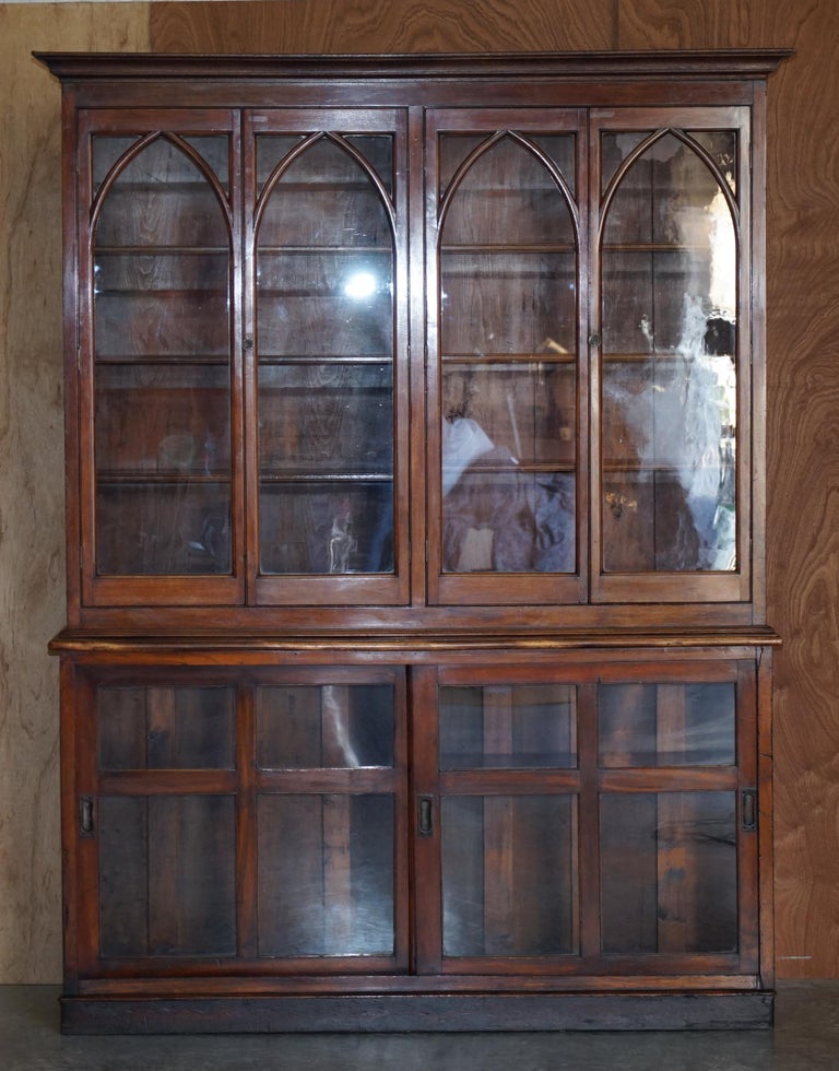 circa 1850 Antique Victorian Gothic Revival Astral Water Glazed Library ...