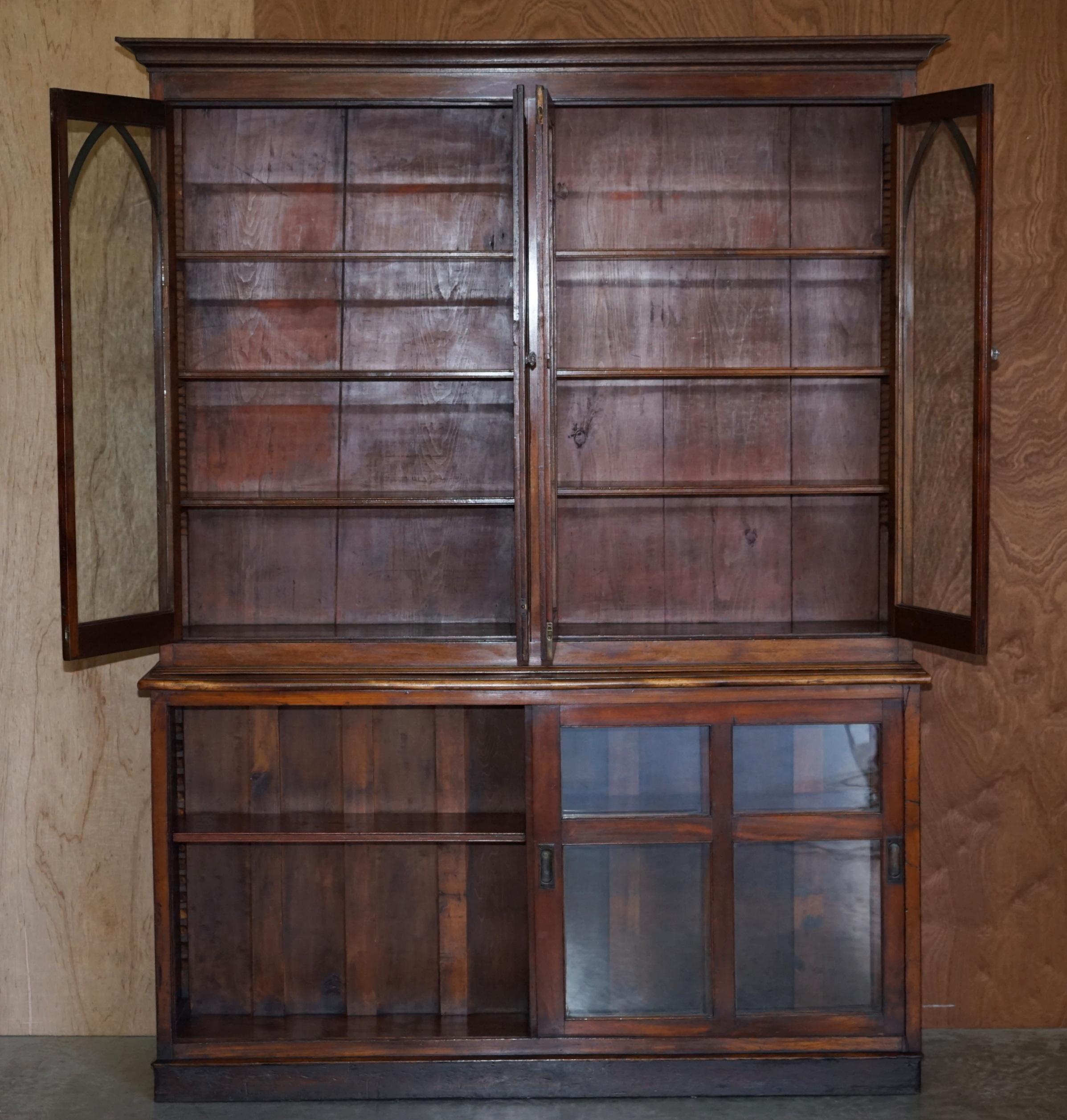 circa 1850 Antique Victorian Gothic Revival Astral Water Glazed Library ...