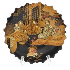 Circa 1850 Chinese Export Papier Mache Footed Tray