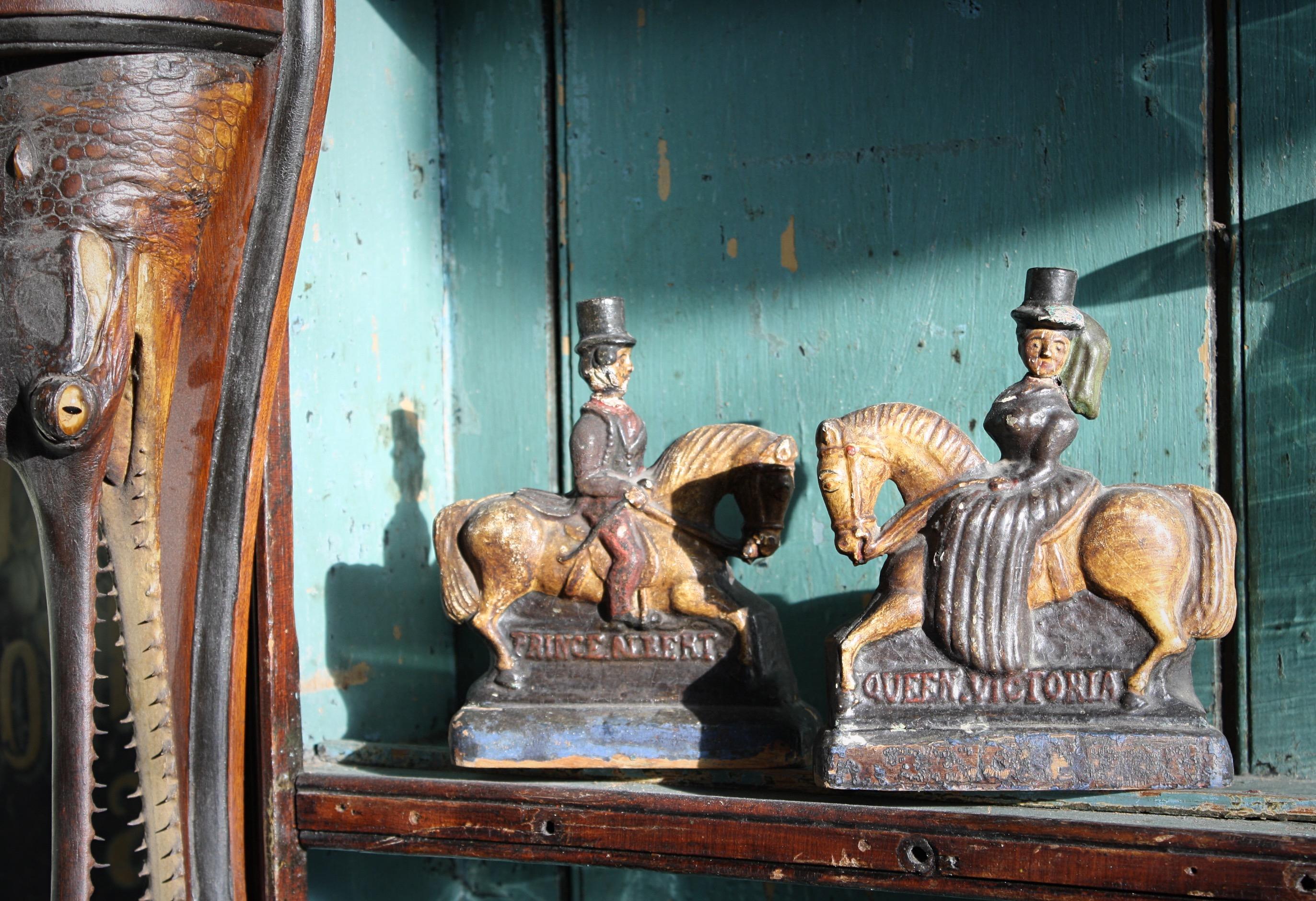 Circa 1850 Folk Art Carvings of Queen Victoria & Prince Albert on Horseback For Sale 2