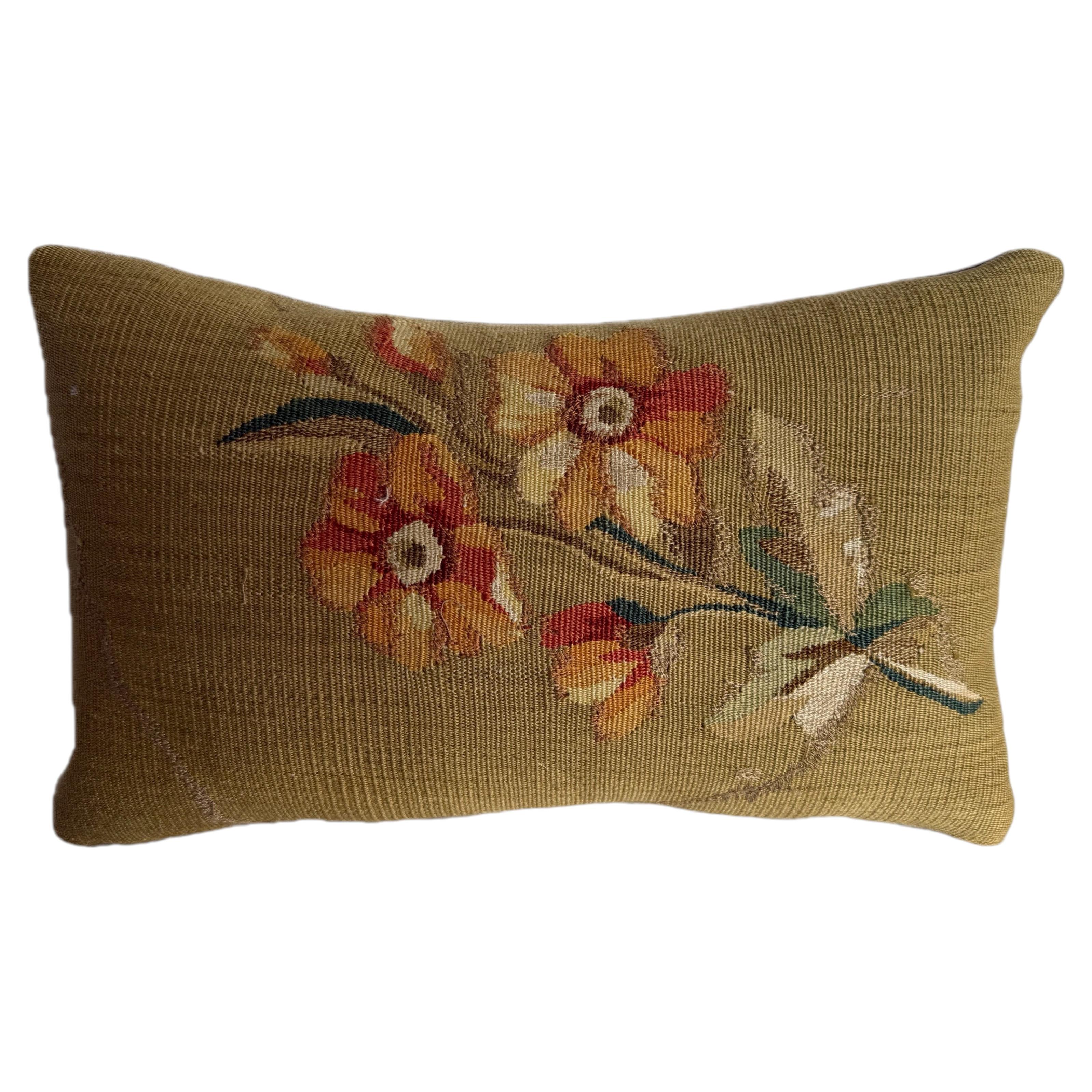 Circa 1850 French Aubusson Floral Pillow