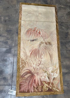 Circa 1850 French Botanical Tapestry with Bird Motif
