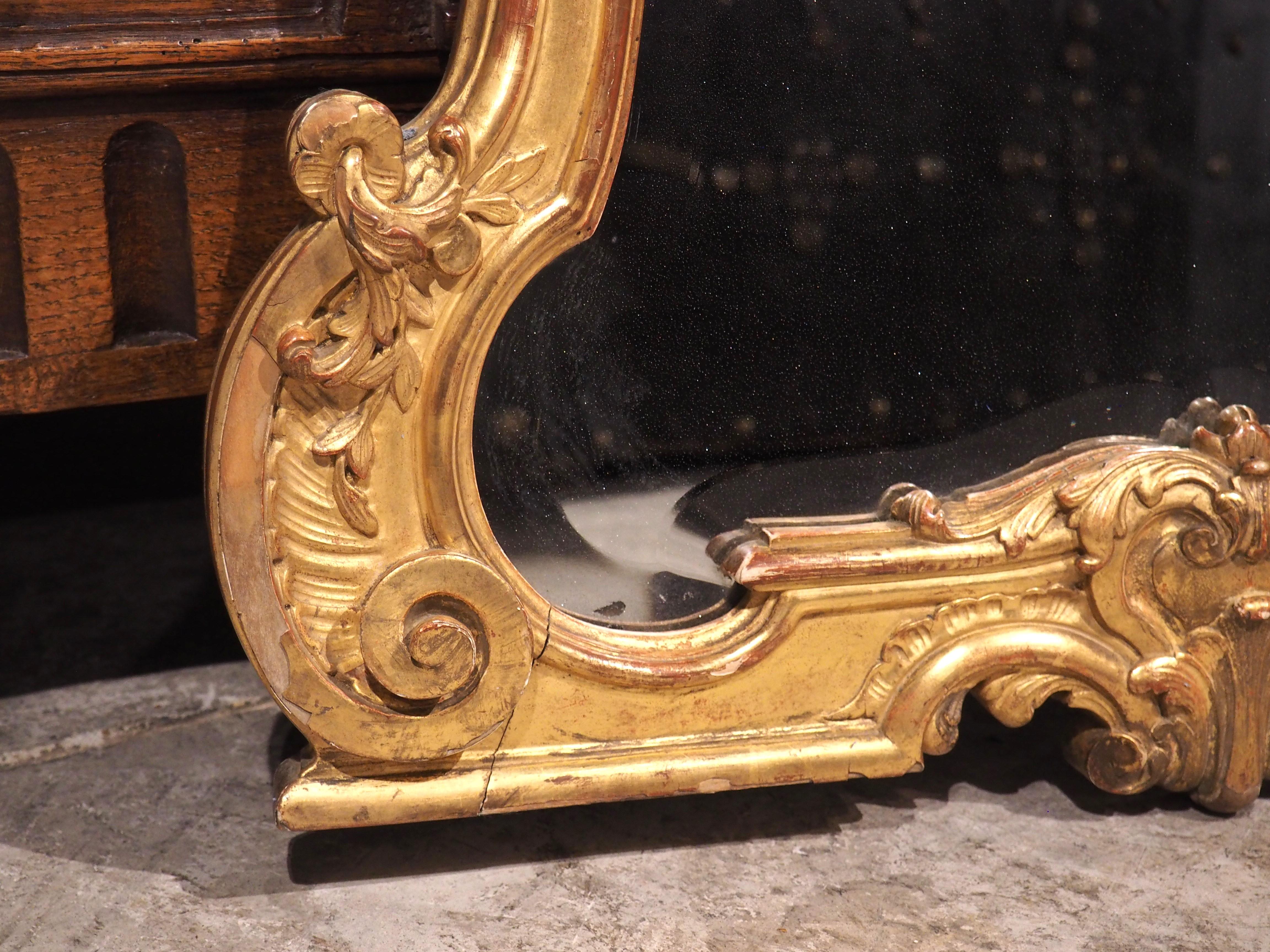 Hand-Carved Circa 1850 French Gold Leaf Mirror, The Allegory of Geography For Sale