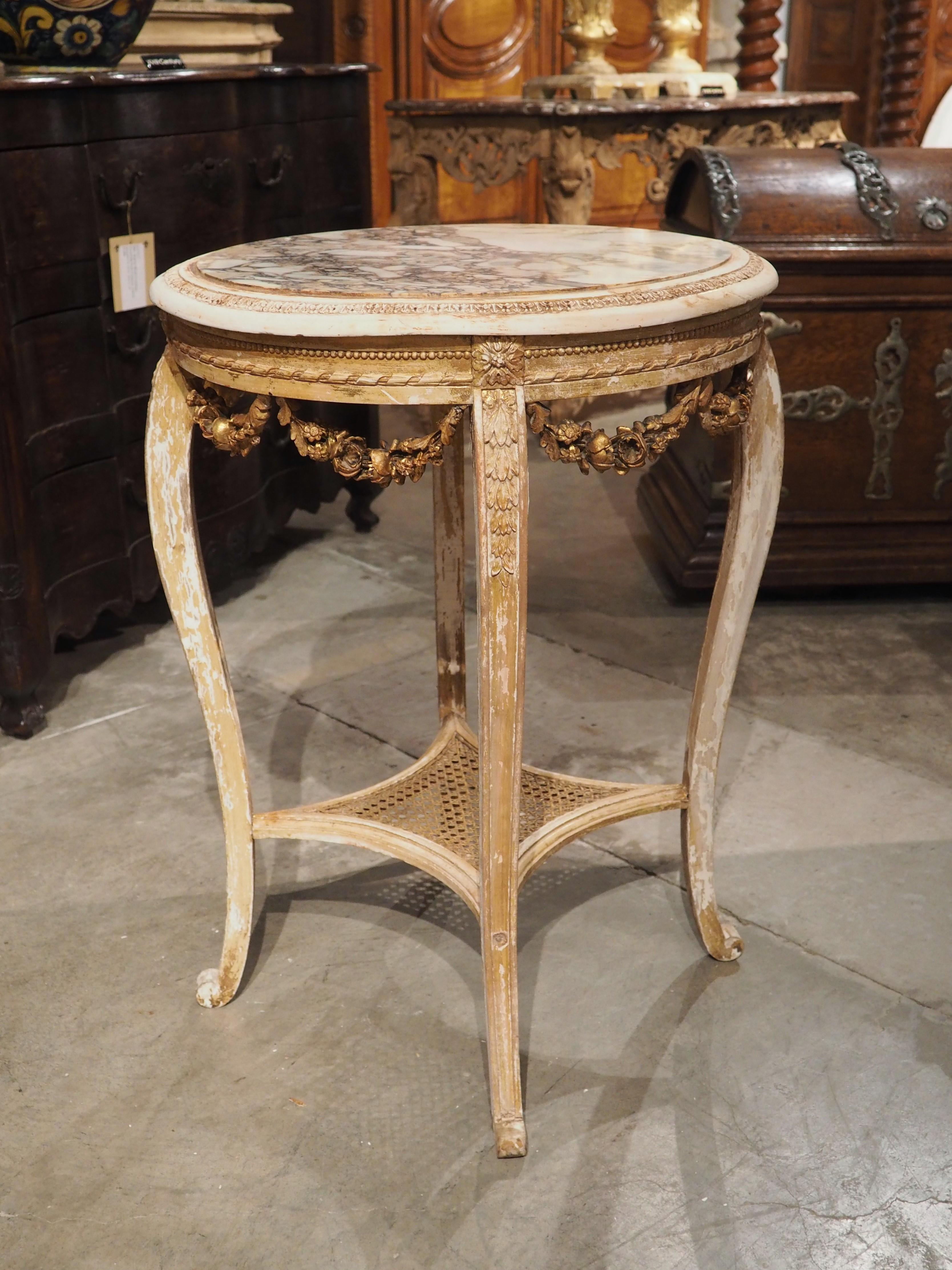 circa 1850 French Parcel Gilt Napoleon III Side Table with Breche Marble Top 10