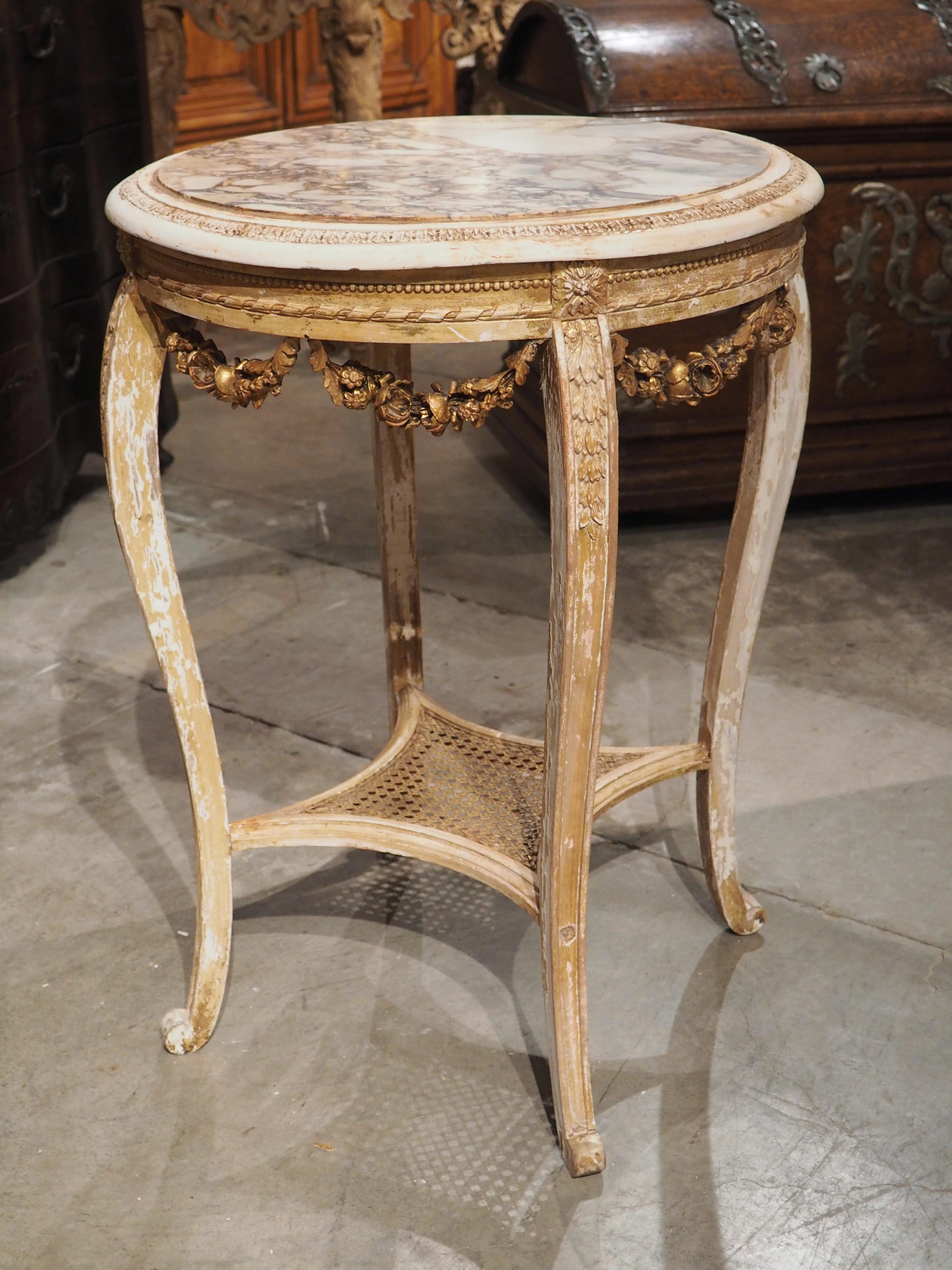 circa 1850 French Parcel Gilt Napoleon III Side Table with Breche Marble Top 11