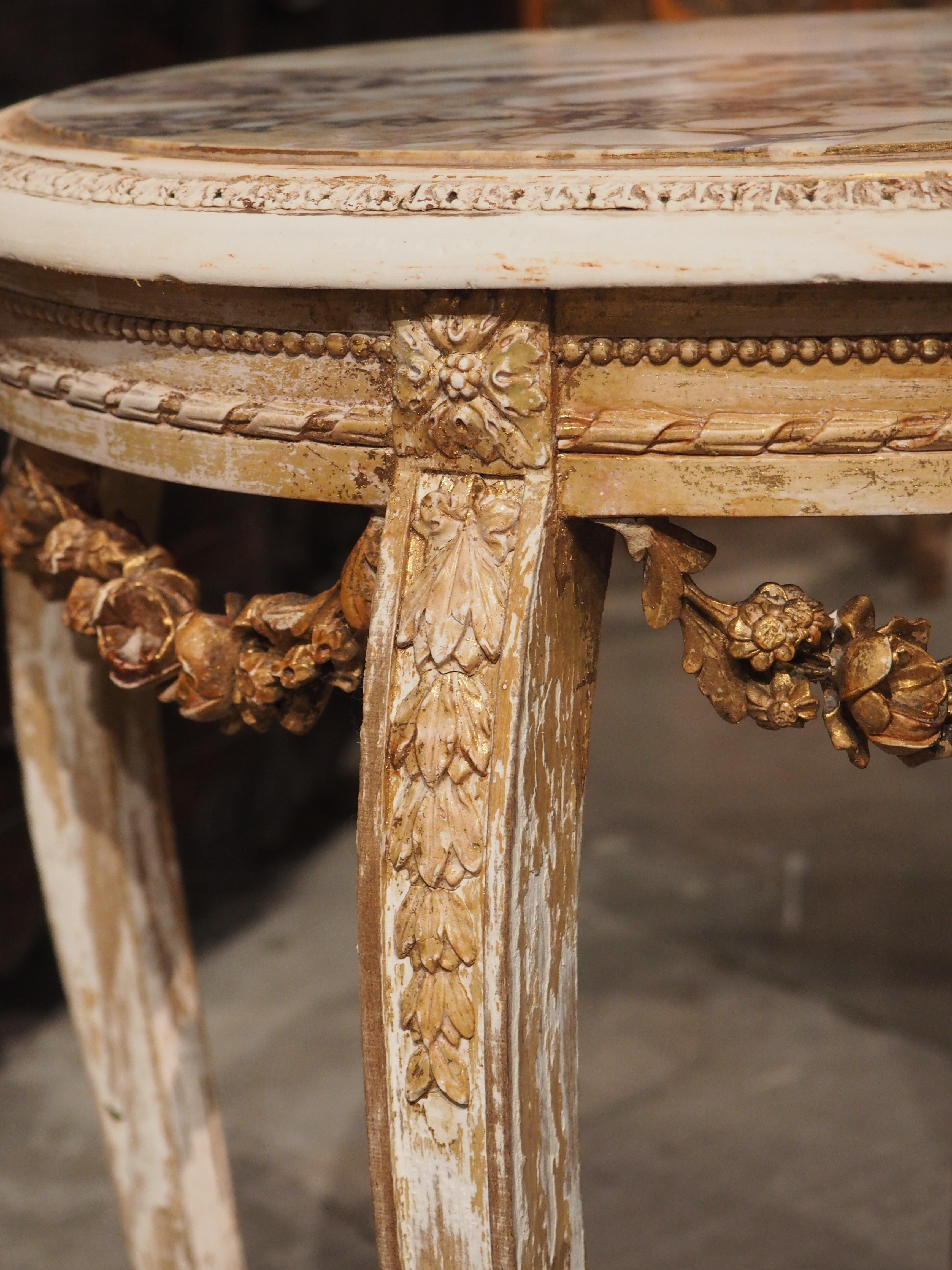 Gesso circa 1850 French Parcel Gilt Napoleon III Side Table with Breche Marble Top