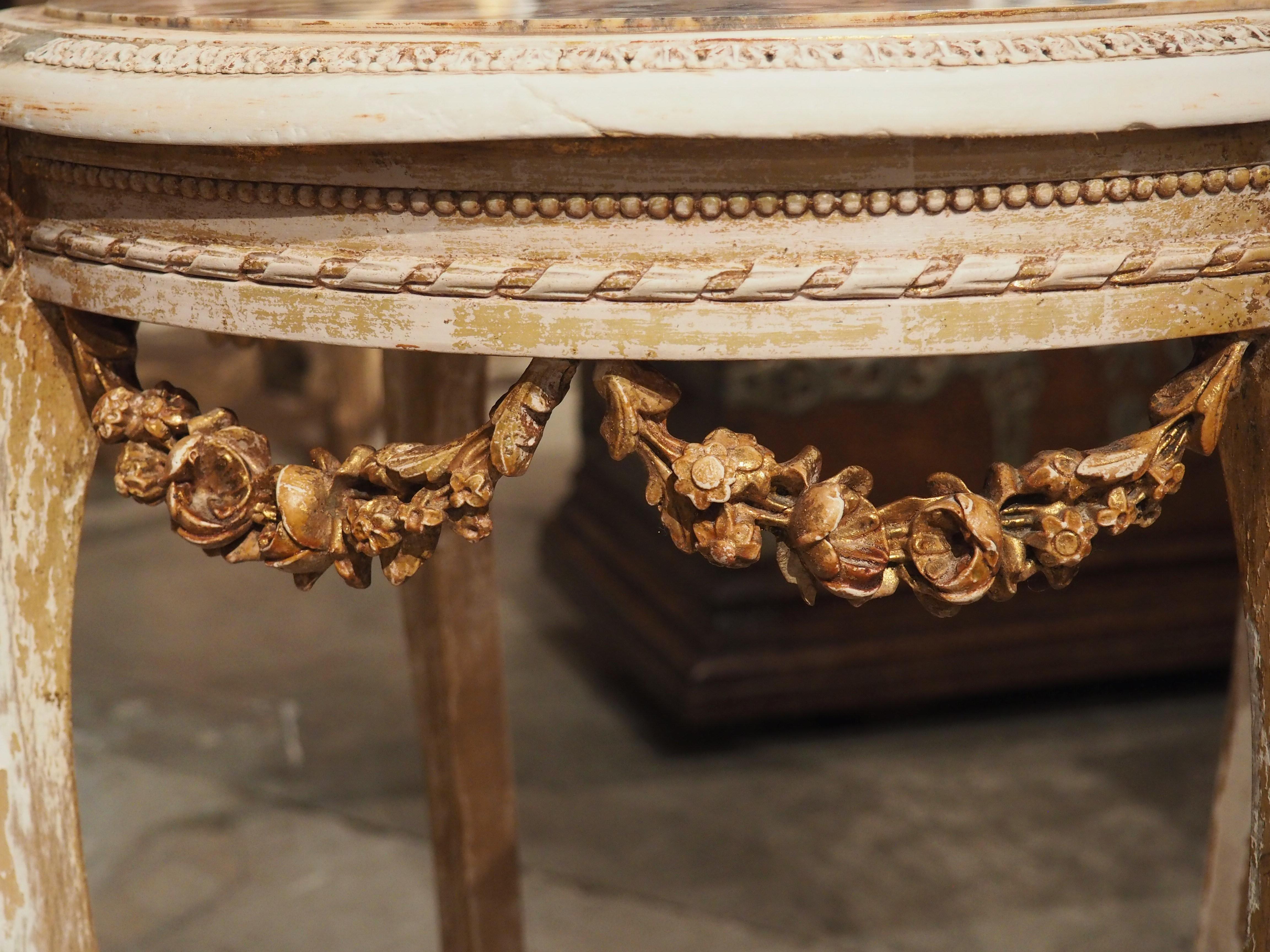 circa 1850 French Parcel Gilt Napoleon III Side Table with Breche Marble Top 3