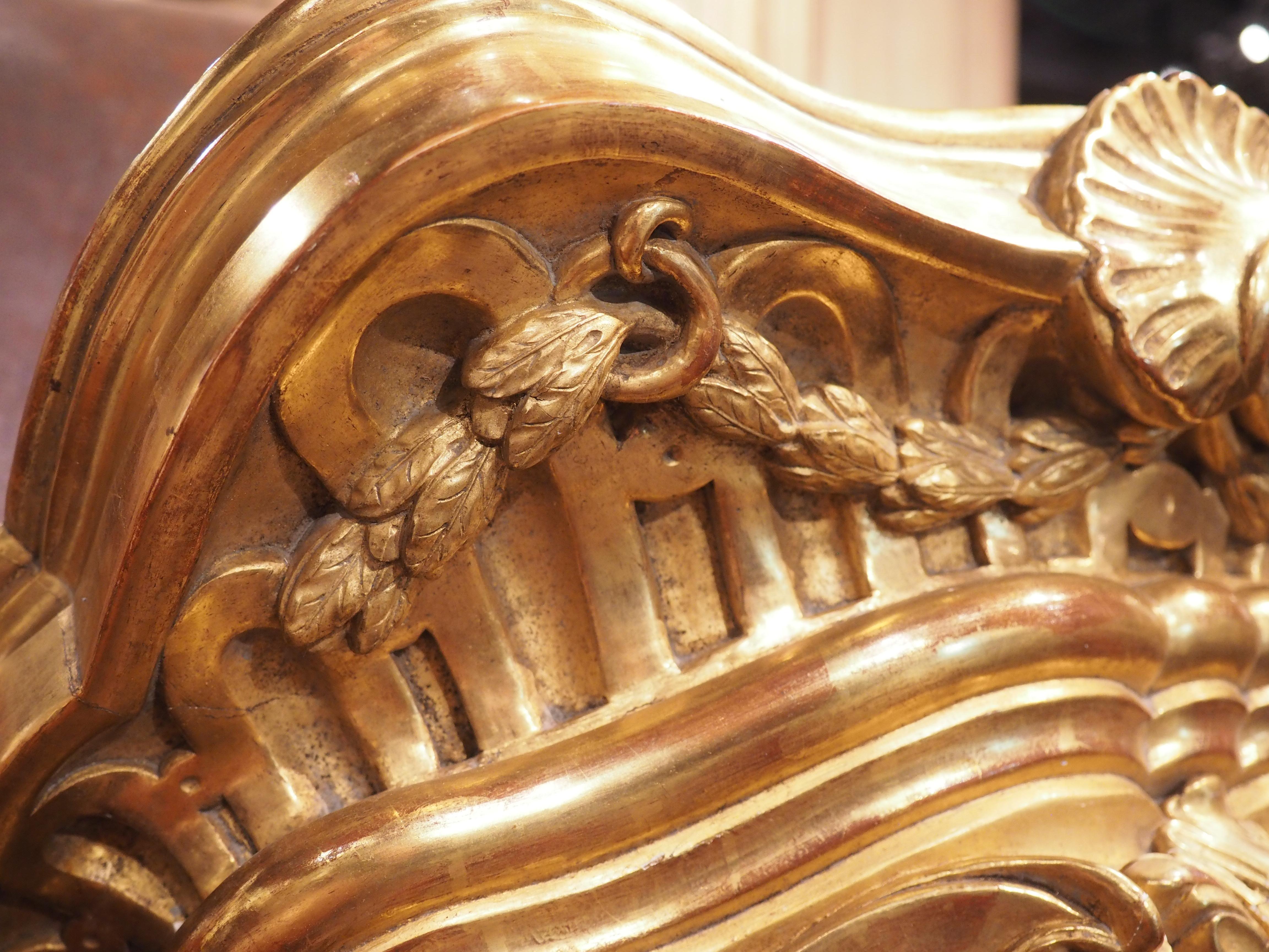 Circa 1850 Hand Carved Giltwood Wall Bracket from France For Sale 4
