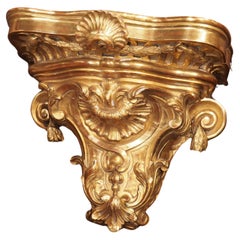 Circa 1850 Hand Carved Giltwood Wall Bracket from France