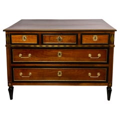 Antique Circa 1850 Italian Neoclassical Brass Inlaid Chest of Drawers