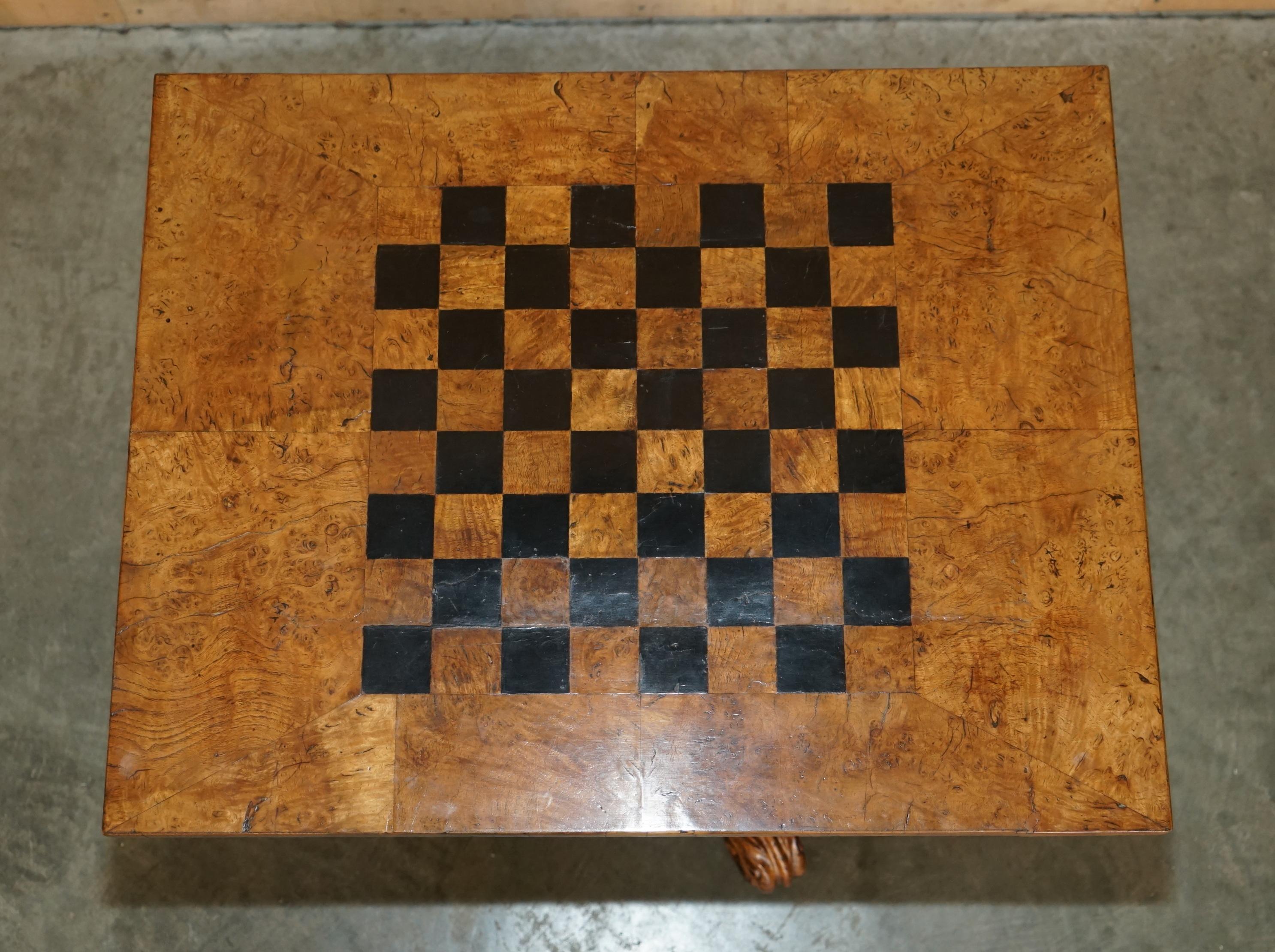 Swiss CIRCA 1850 MALBY & CO MAP OF SWiTZERLAND BY BAUERKELLER BURR WALNUT CHESS TABLE For Sale