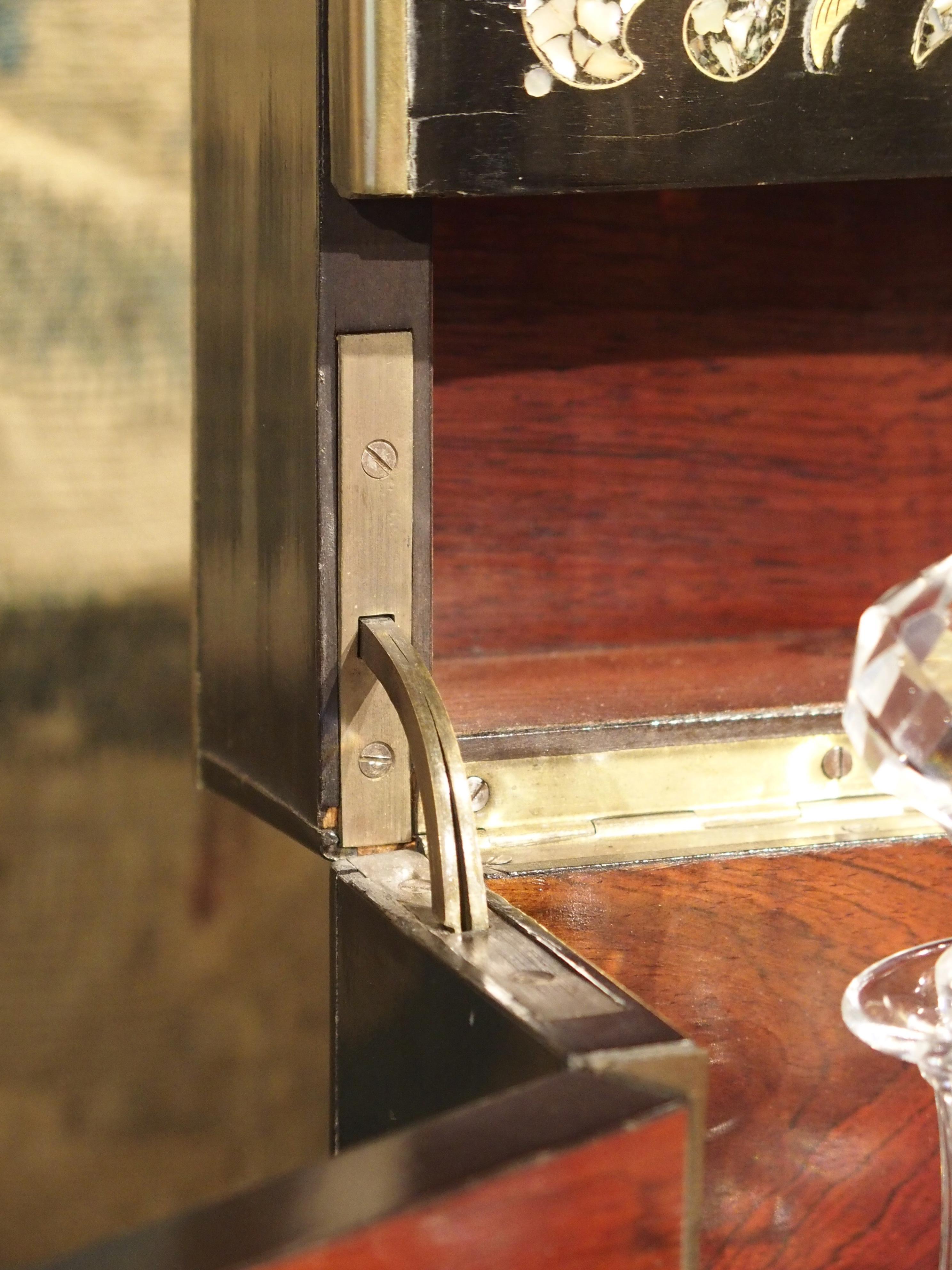 circa 1850 Napoleon III Cave à Liqueur with Mother of Pearl, Rosewood, and Brass 9
