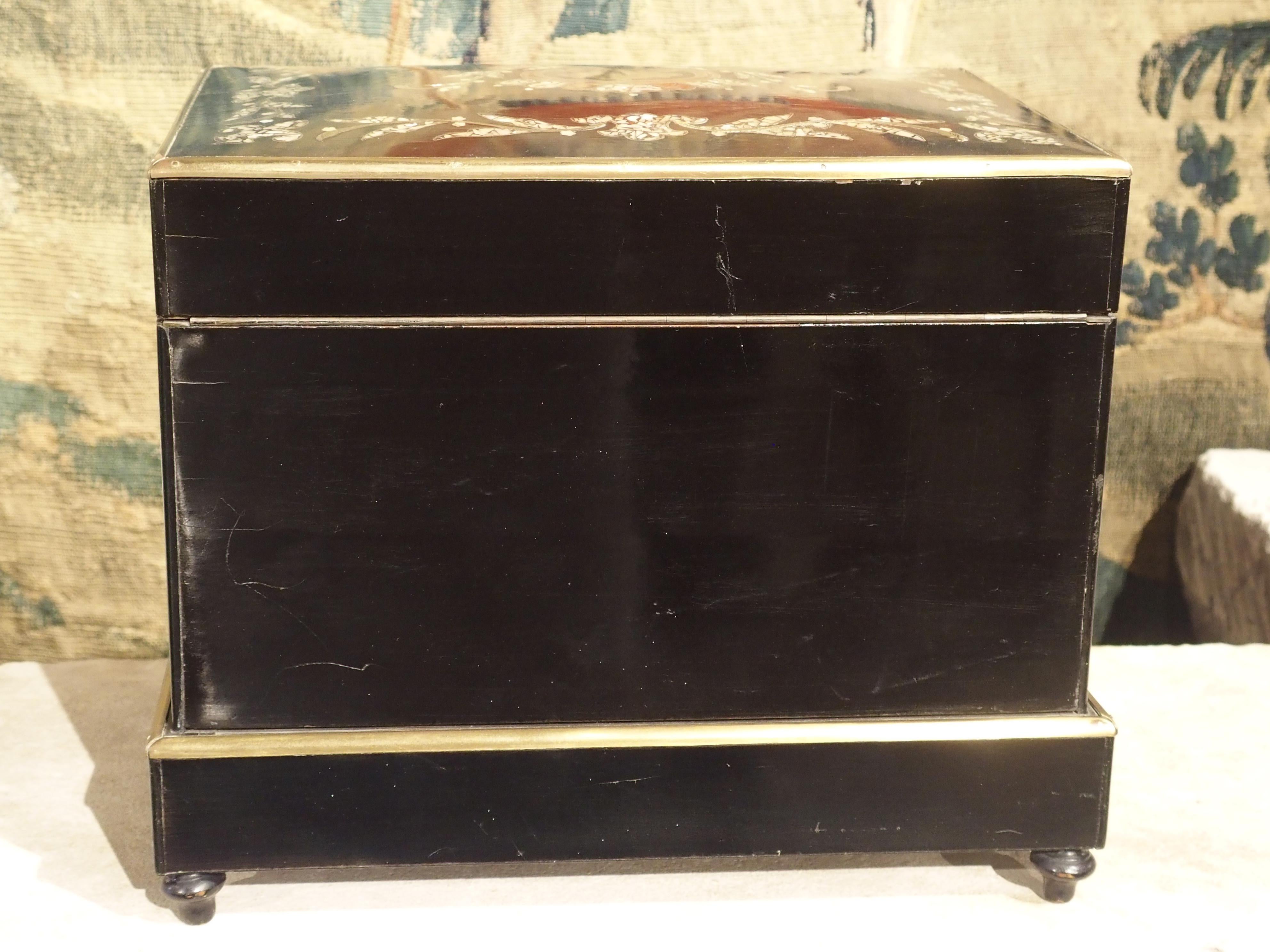 Mid-19th Century circa 1850 Napoleon III Cave à Liqueur with Mother of Pearl, Rosewood, and Brass