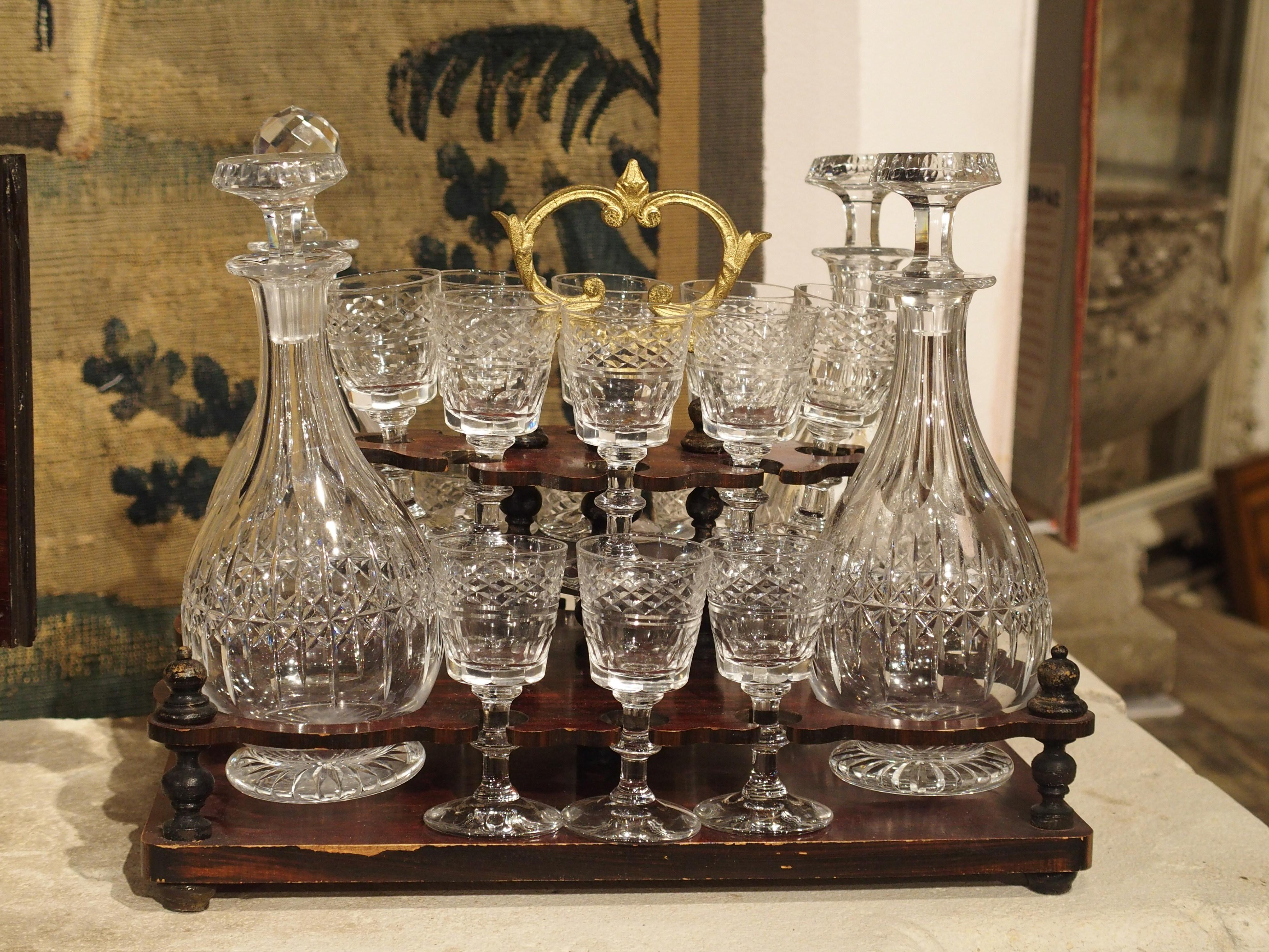 circa 1850 Napoleon III Cave à Liqueur with Mother of Pearl, Rosewood, and Brass 4