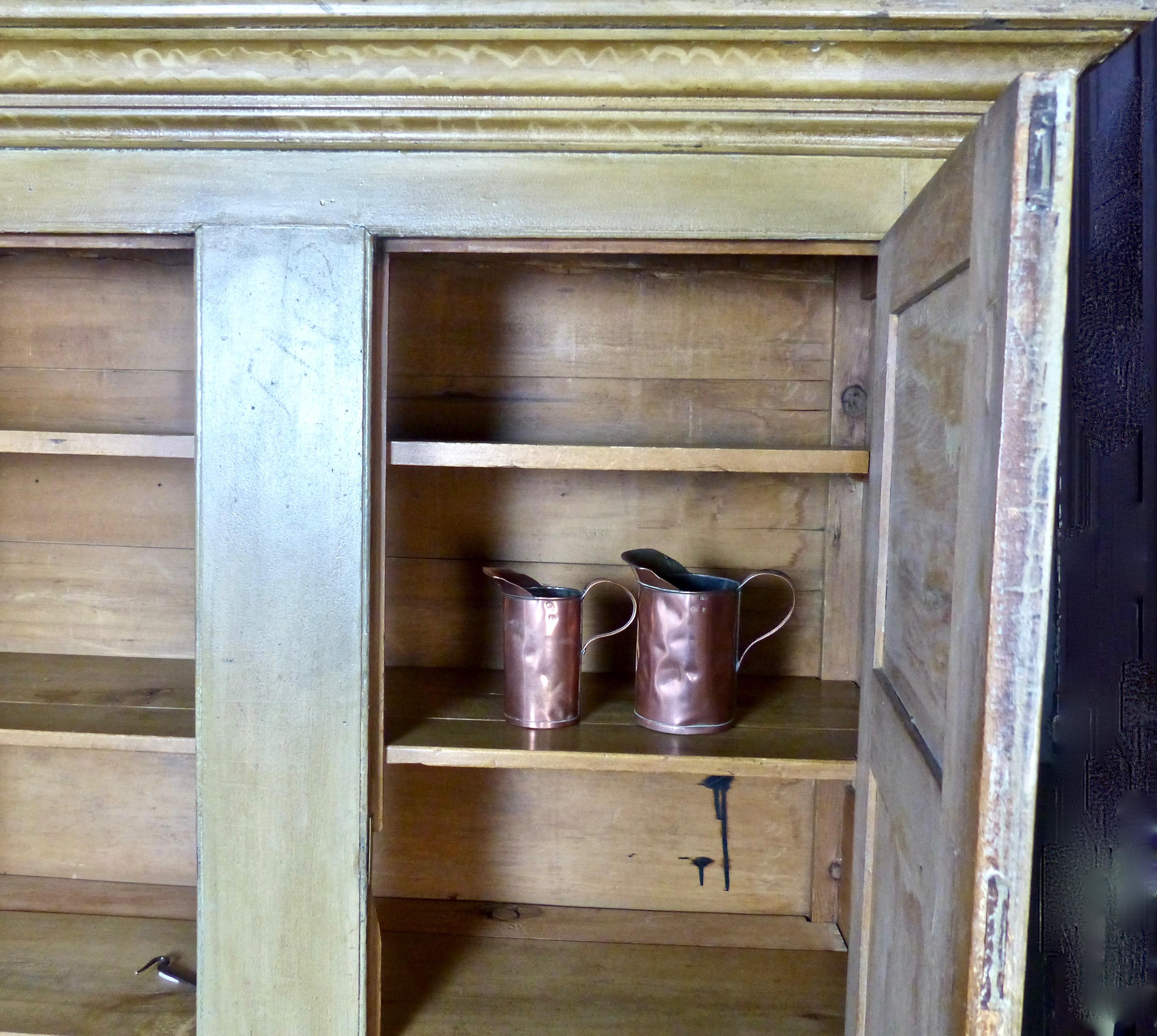 Painted Quebec Pine Canadian Armoire Cabinet, circa 1850 In Good Condition In Surrey, BC