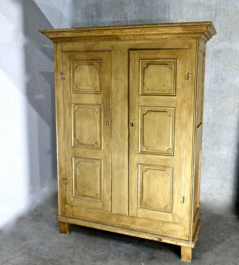 Painted Quebec Pine Canadian Armoire circa 1850 at 1stDibs