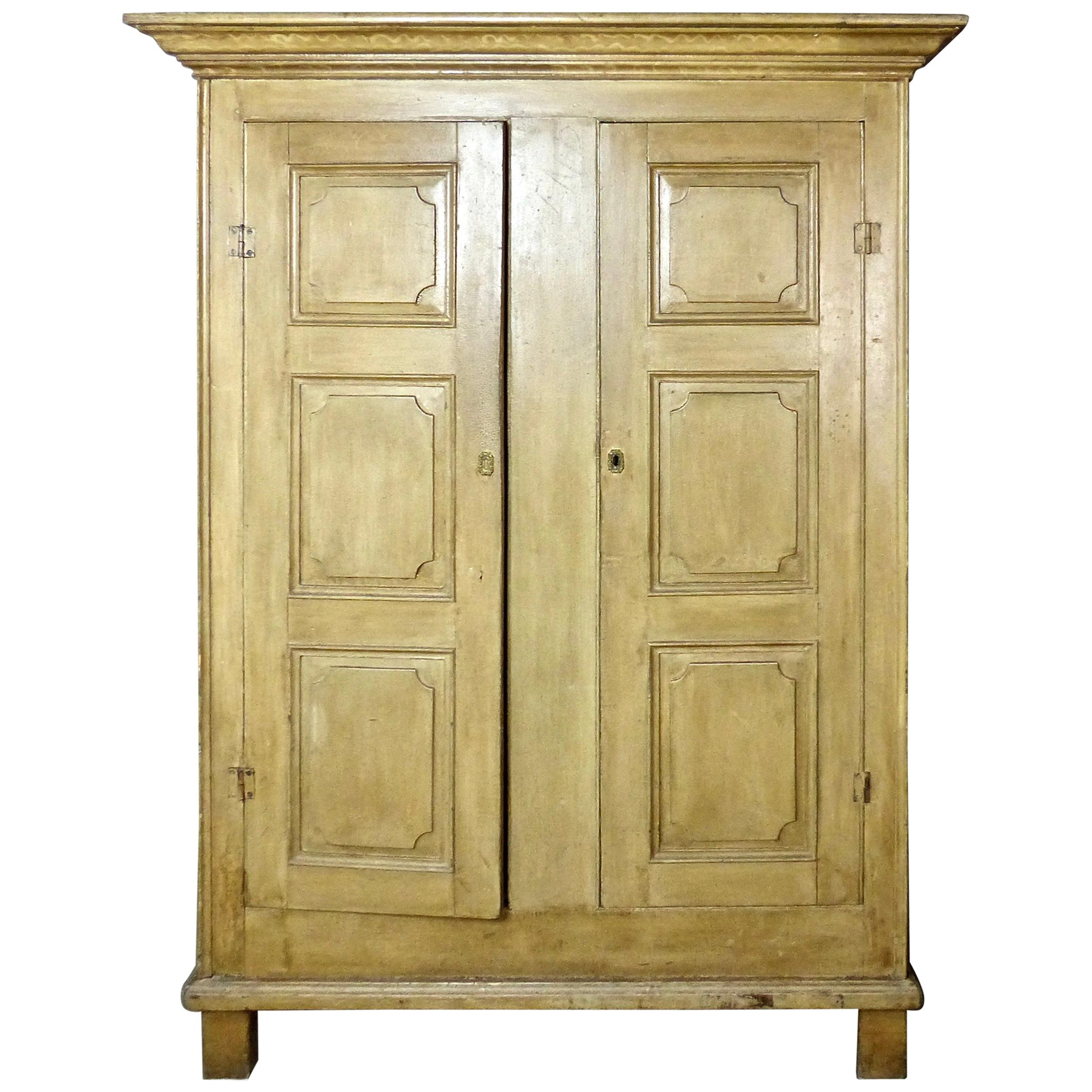Painted Quebec Pine Canadian Armoire Cabinet, circa 1850