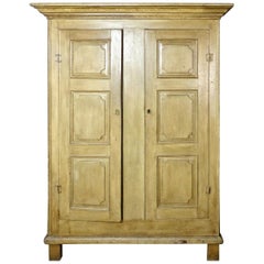 Painted Quebec Pine Canadian Armoire Cabinet, circa 1850