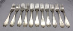 Circa 1850 Set of 11 Coin Silver Dinner Forks by Wood & Hughes