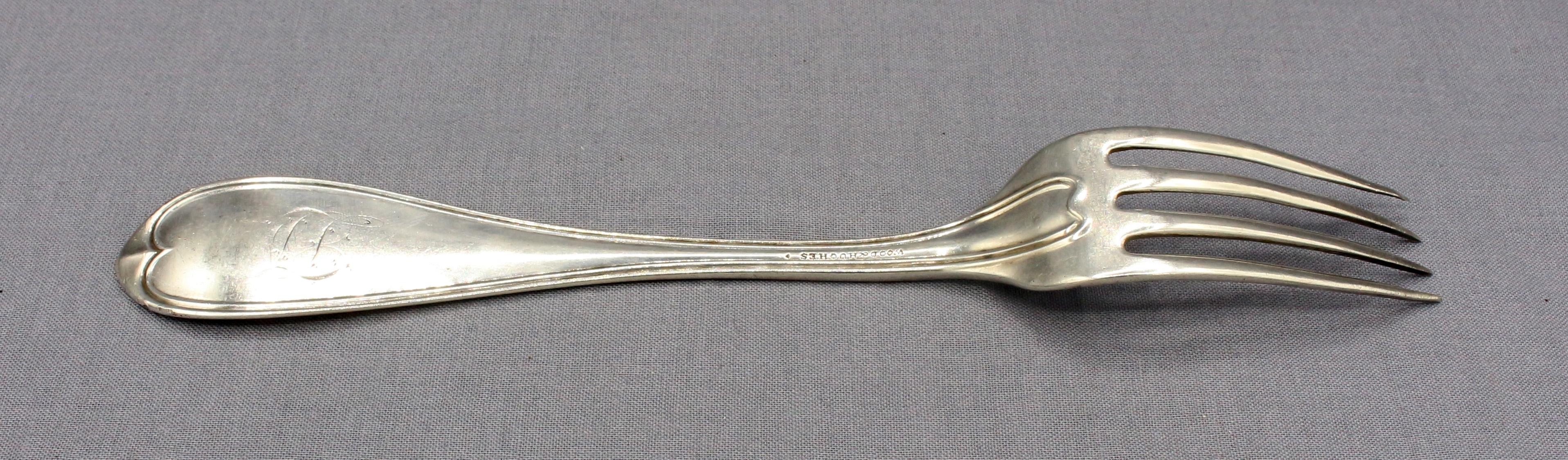Victorian Circa 1850 Set of 11 Coin Silver Dinner Forks by Wood & Hughes