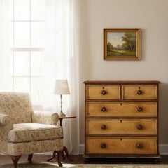 Circa 1850s English Grain-Painted Antique Chest of Drawers Dresser