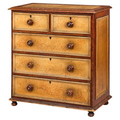 Circa 1850s English Grain-Painted Antique Chest of Drawers Dresser
