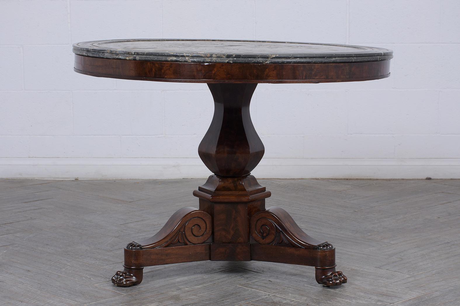 Hand-Carved Mid 19th Century French Empire Pedestal Center Table