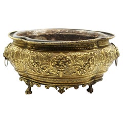 Circa 1860-80 Anglo-French Lobed Oval Brass Planter