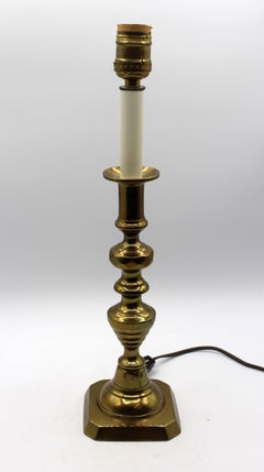 Circa 1860-80 English Brass Candlestick Lamp